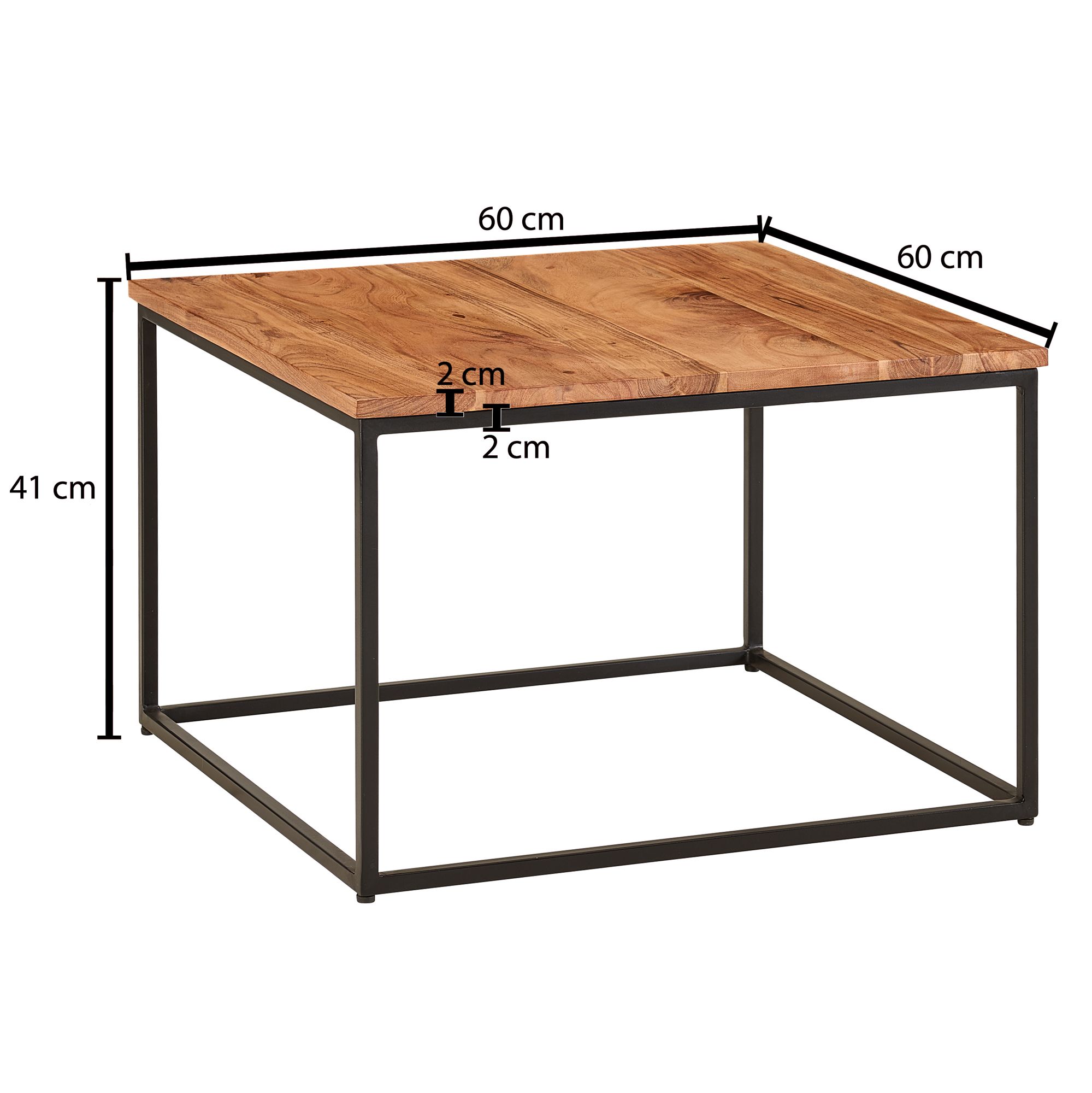 Couchtisch Arskogur Akazie Massivholz 60 × 60 × 41 cm