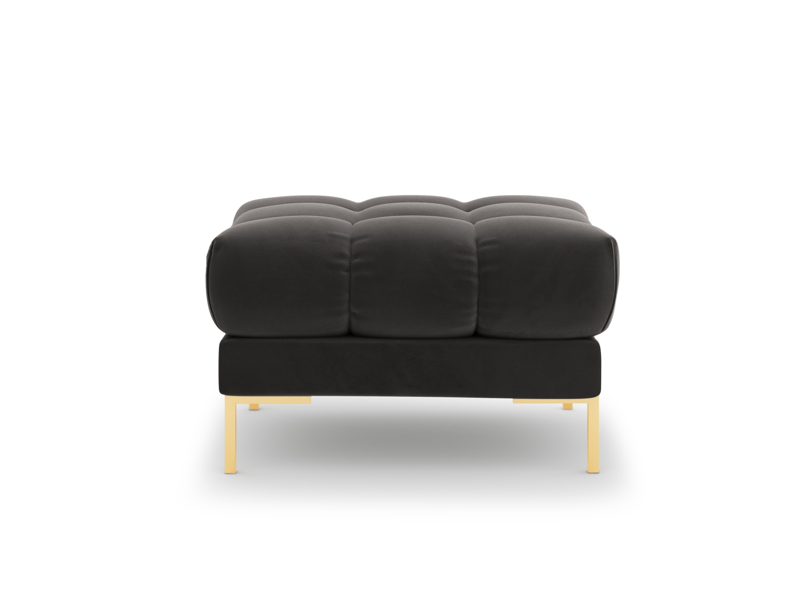 Cosmopolitan Design Pouf Bali Samt Bluvel Dunkelgrau Melange Beine Gold