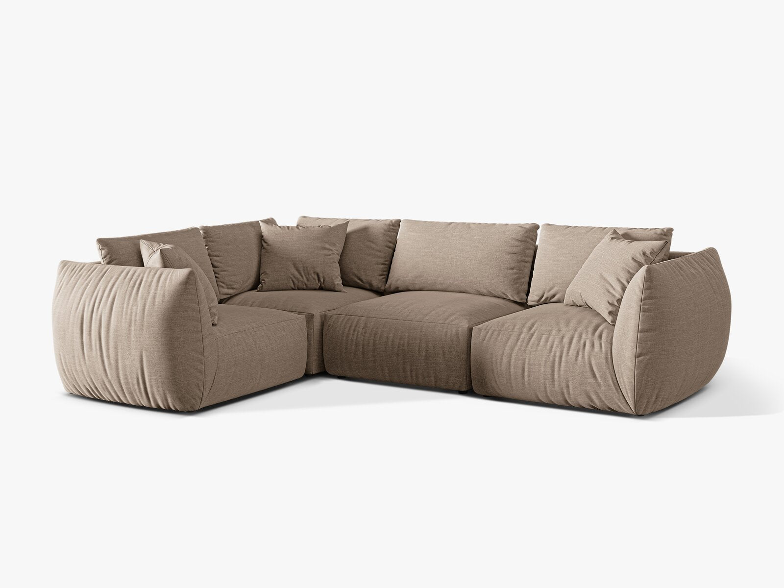 Micadoni Ecksofa Chris 4-Sitzer Links Strukturierter Stoff Sand