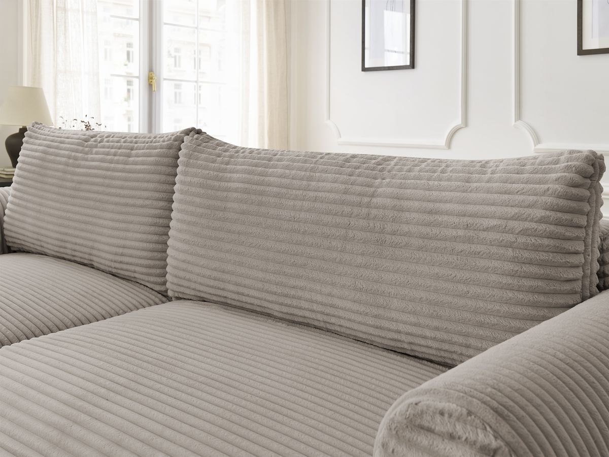 Bobochic Lucien Ecksofa mit Schlaffunktion und Bettkasten 314 × 167 cm Breitcord weich Taupe Ecke links