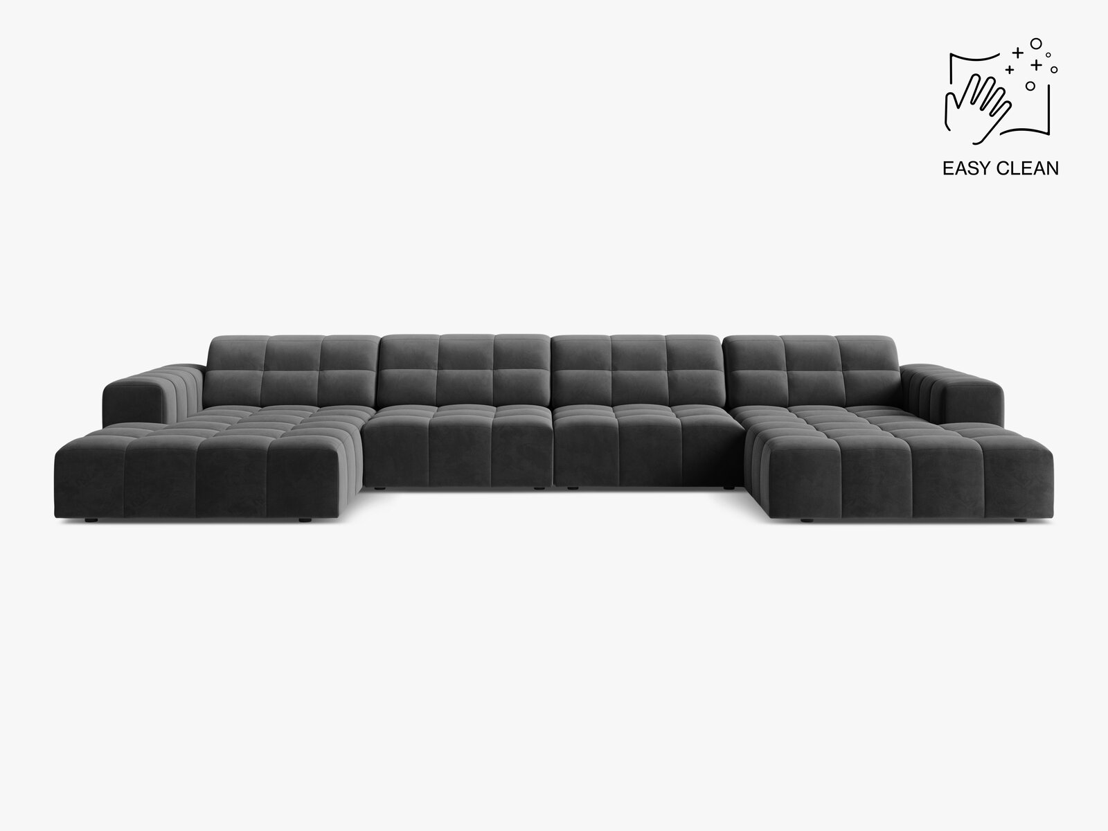 Micadoni Panorama Sofa Jennifer 6-Sitzer Samt Venus Grau