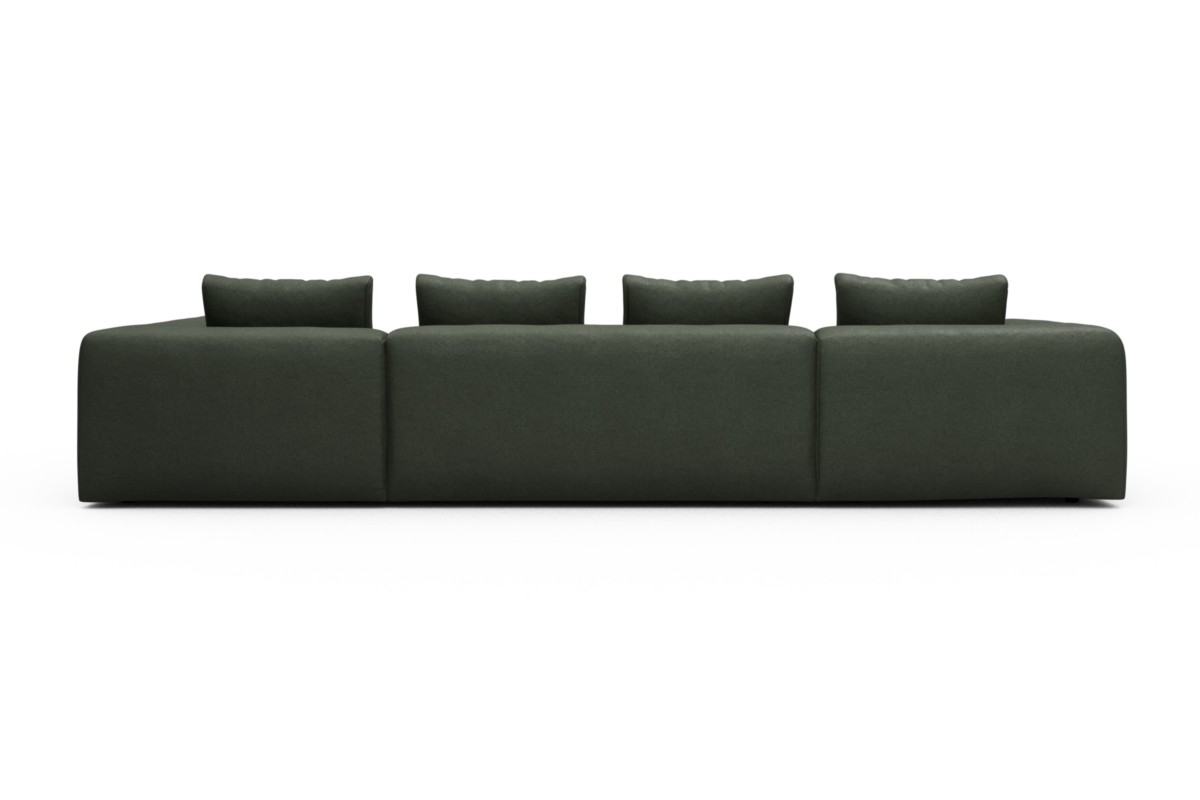 Wohnlandschaft Fred Relax-Ecke rechts mit 2-Sitzer und Chaiselongue links Denari-Forest-Green