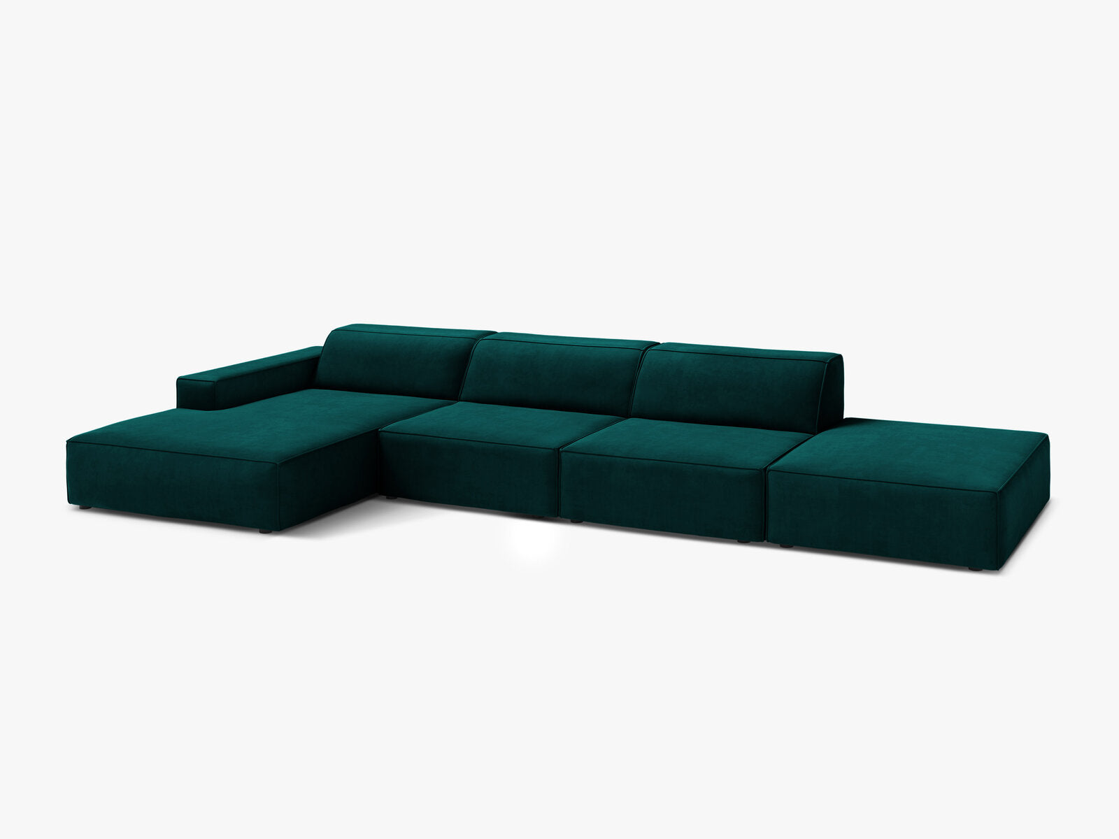 Micadoni Ecksofa Jodie 5-Sitzer Links Samt Venus Dunkel Petrol