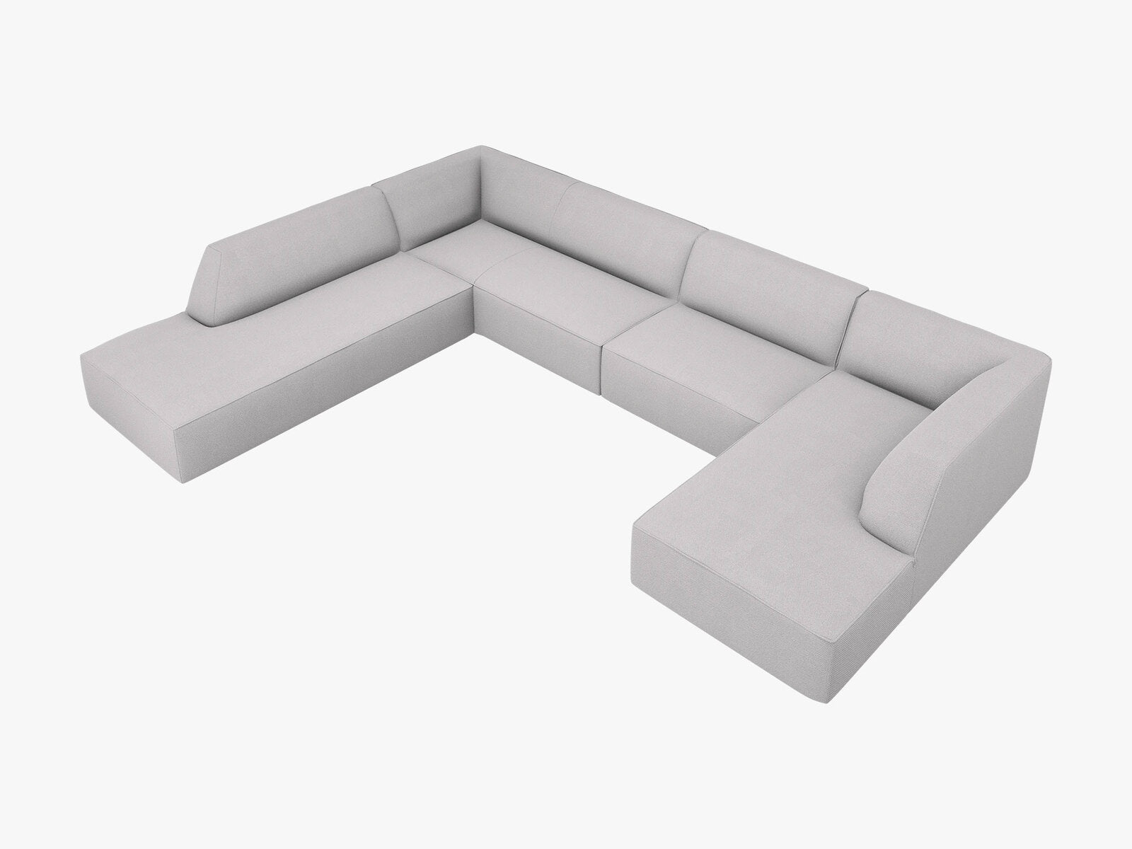 Micadoni Panorama-Ecksofa Ruby 7-Sitzer Links Strukturierter Stoff Ottawa Hellgrau