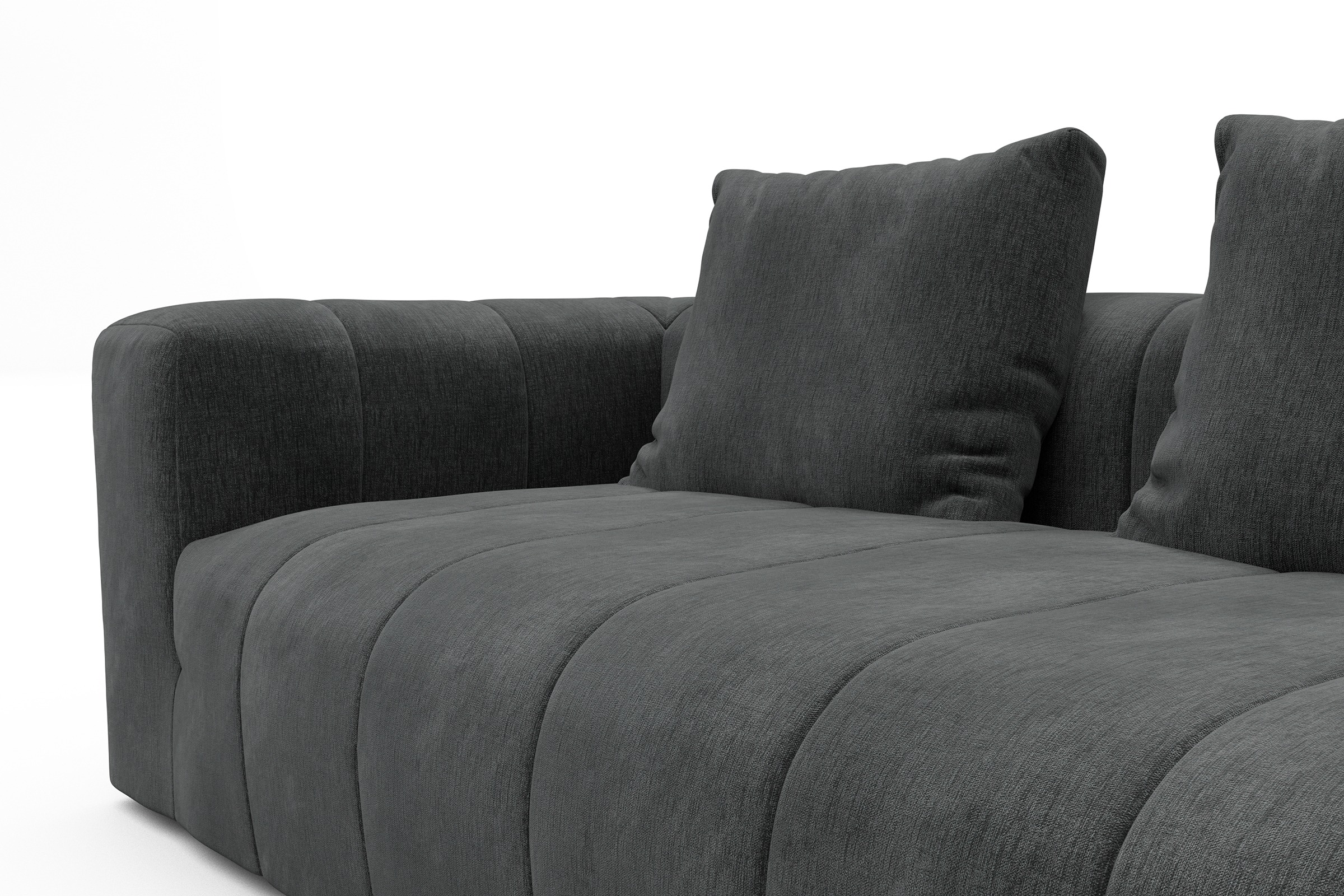 Ecksofa Hugo 2,5-Sitzer Armlehne links mit Chaiselongue Smooth-Deep-Warm-Grey