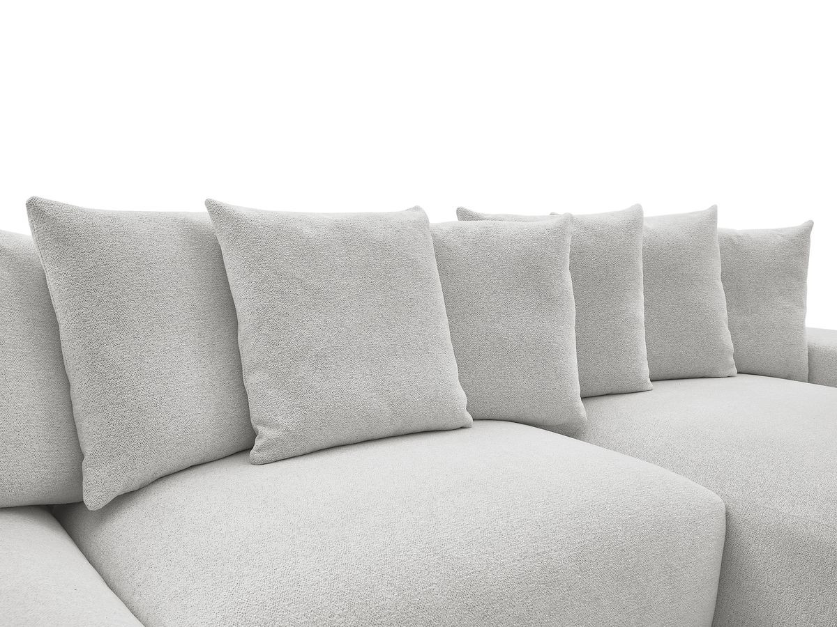 Bobochic Voltaire Wohnlandschaft mit Pouf 420 × 174 cm, Liegefläche 135 × 345 cm Melange-Stoff Hellgrau