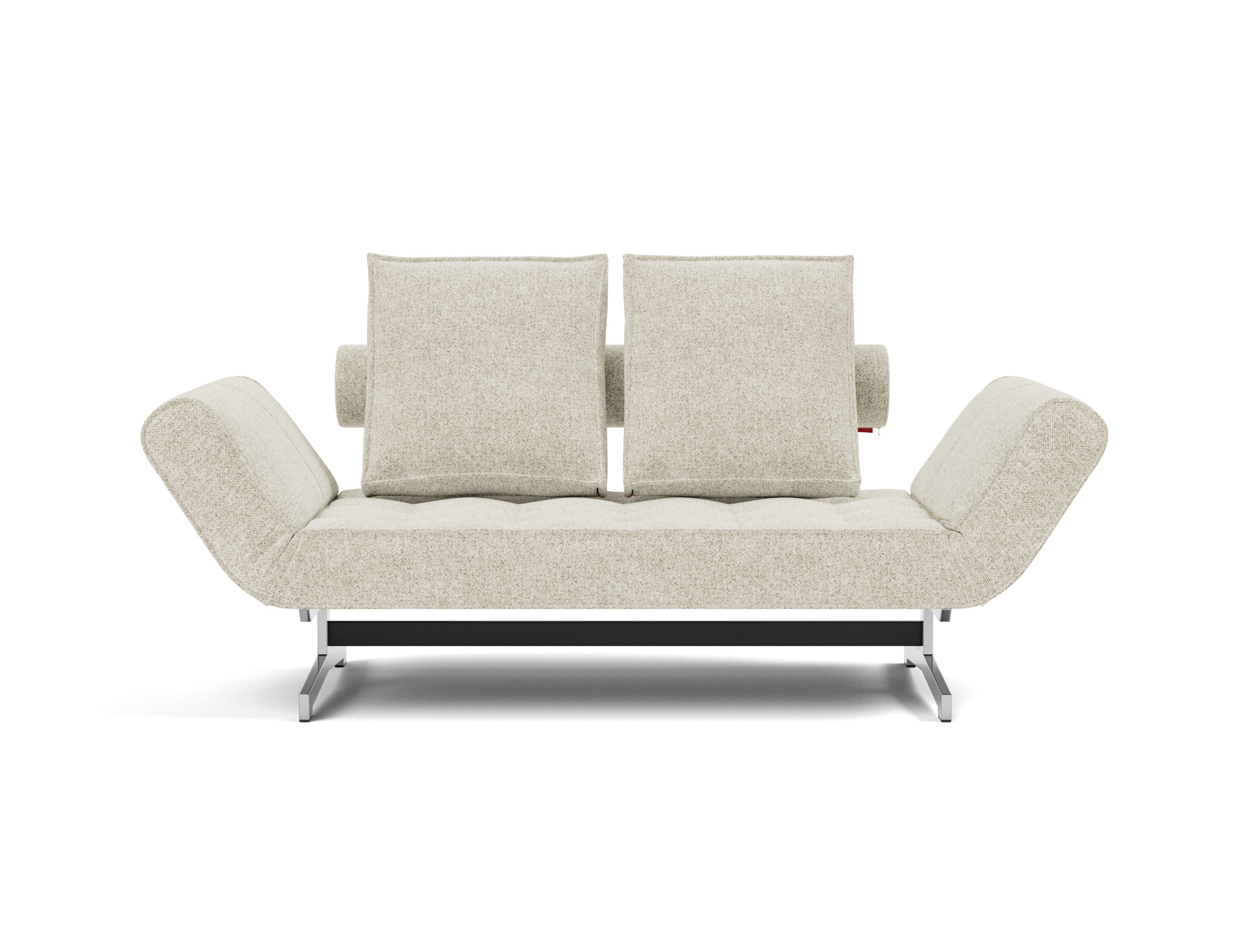 Tagesbett Ghia Strukturierter Stoff Taura 357-Off-White Beine Chrom