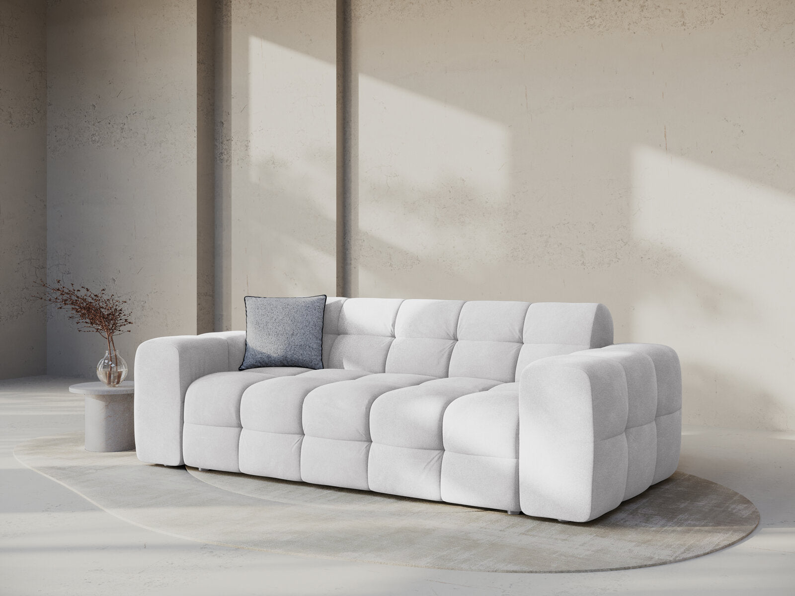 Micadoni Sofa Kendal 3-Sitzer Samt Magic Velvet Hellgrau