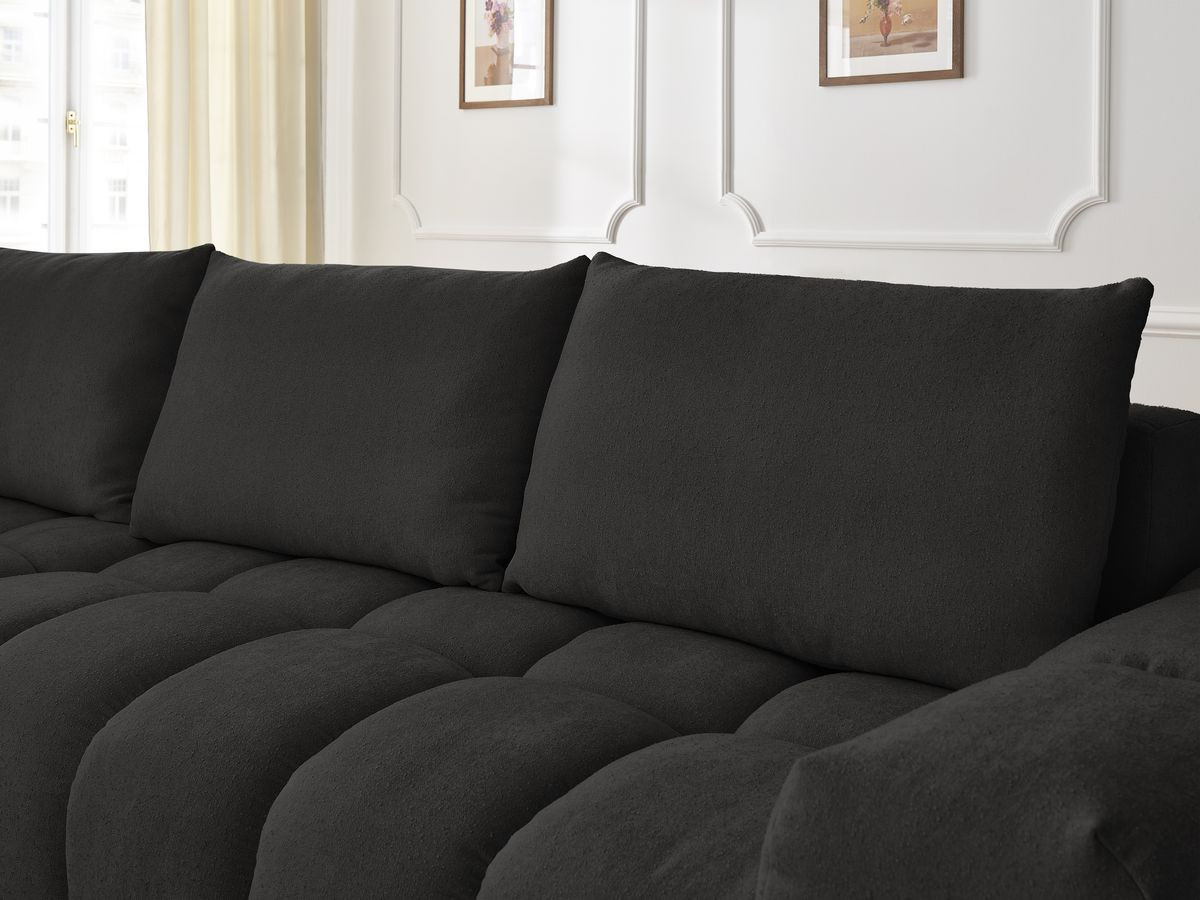 Bobochic Everest Ecksofa, 4 Kissen Strukturstoff Schwarz Ecke links