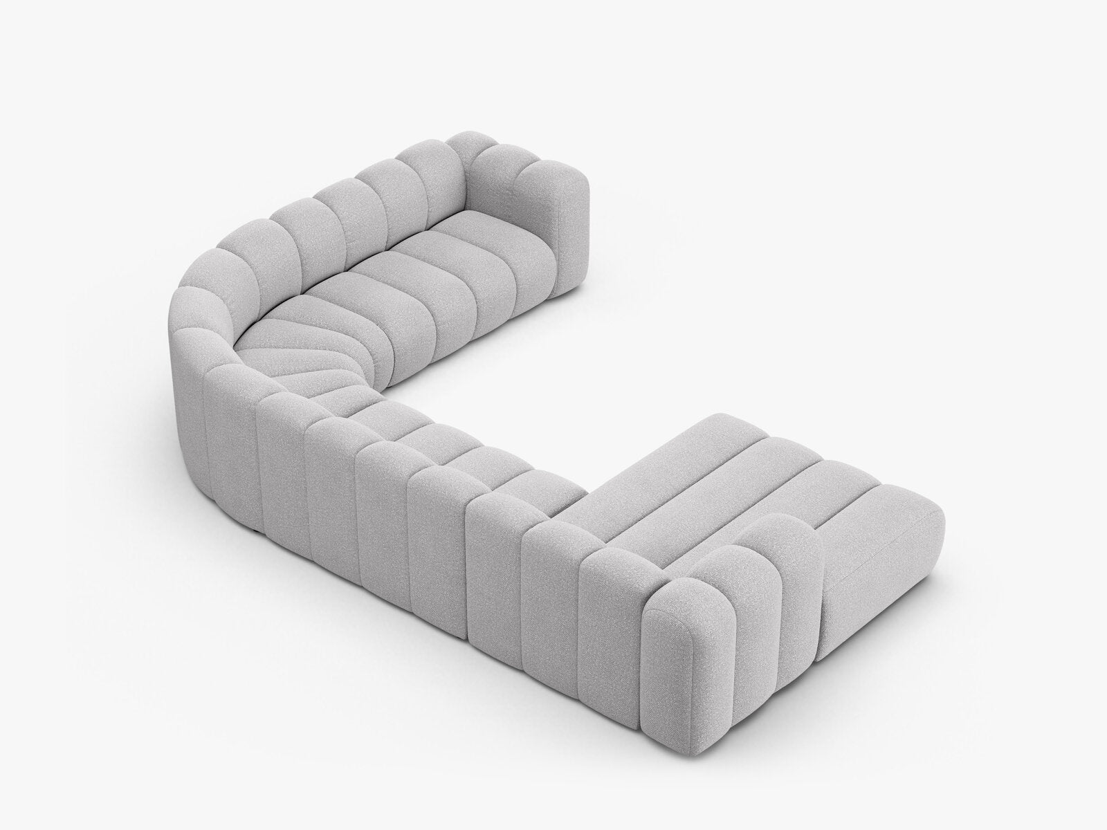 Micadoni Modulares Panorama Ecksofa Lupine 6-Sitzer Rechts Boucle Baloo Hellgrau