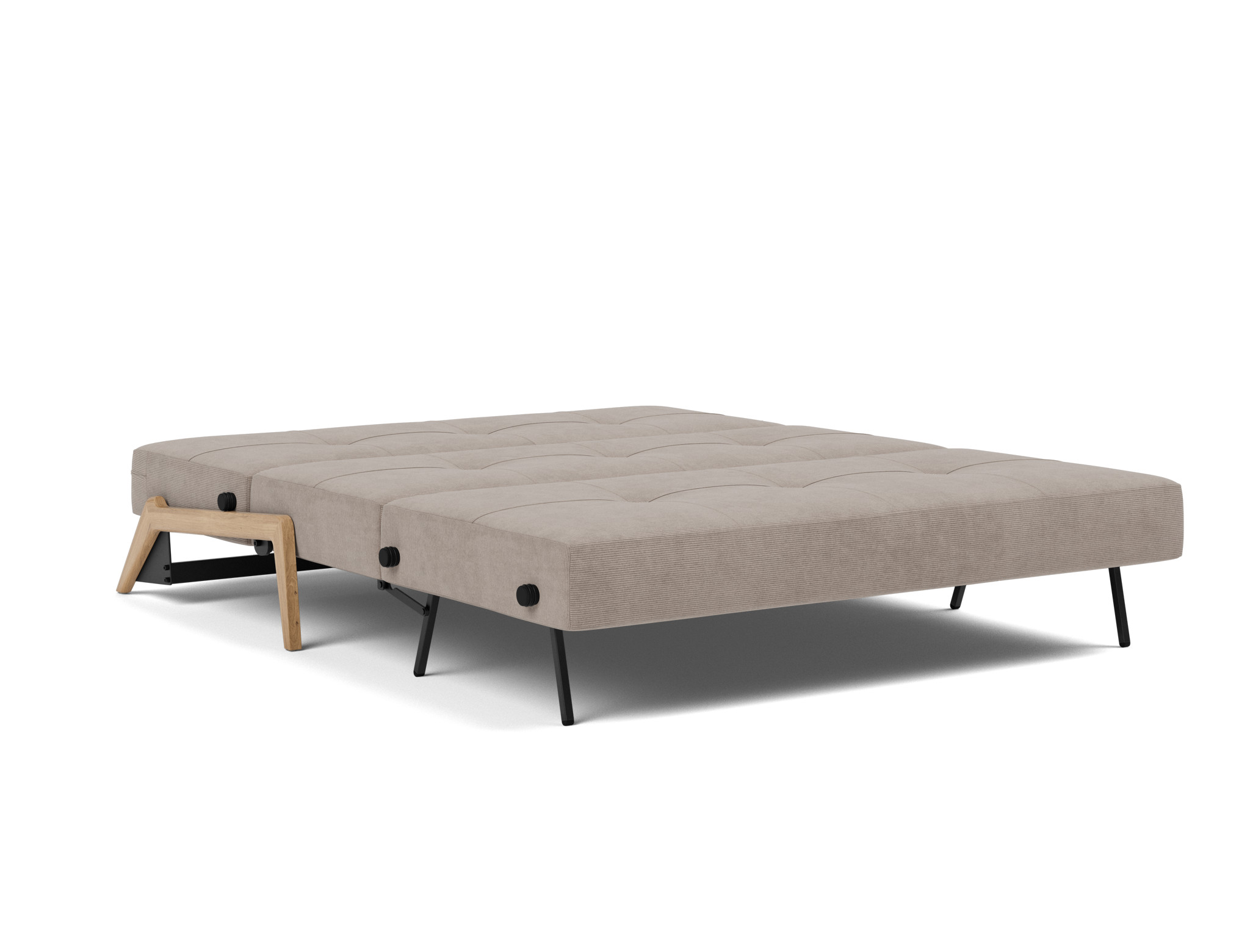 Schlafsofa Cubed 160 Kord Cordufine 318-Beige Beine Eiche