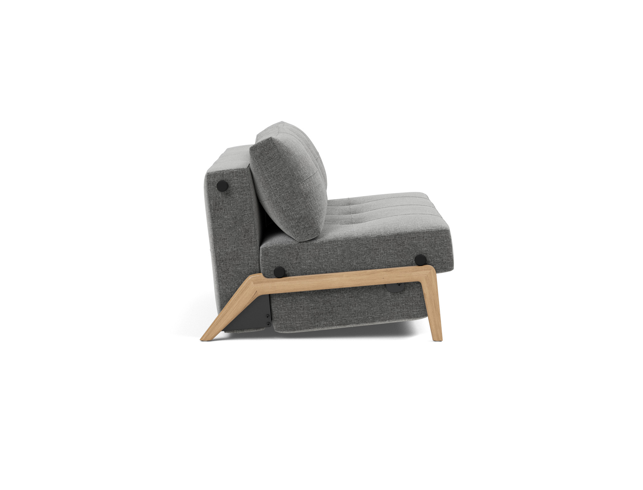 Schlafsofa Cubed 140 Strukturierter Stoff Twist 563-Charcoal Beine Eiche