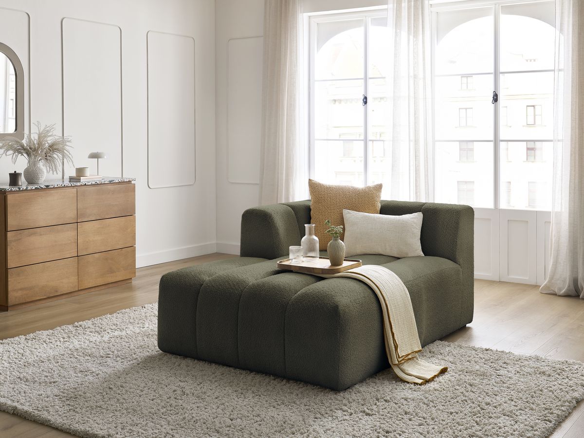 Bobochic Annecy Méridienne-Modul Bouclé-Stoff Grün Ecke links