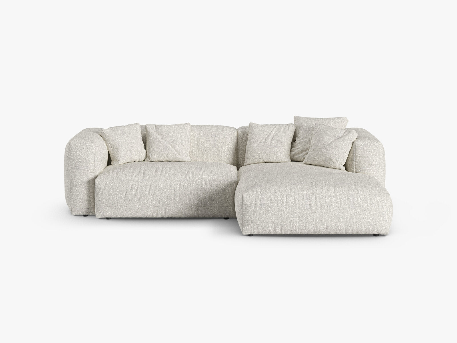 Micadoni Ecksofa Martina 2-Sitzer 90cm Sitztiefe Rechts Boucle Monet Grau Beige Melange