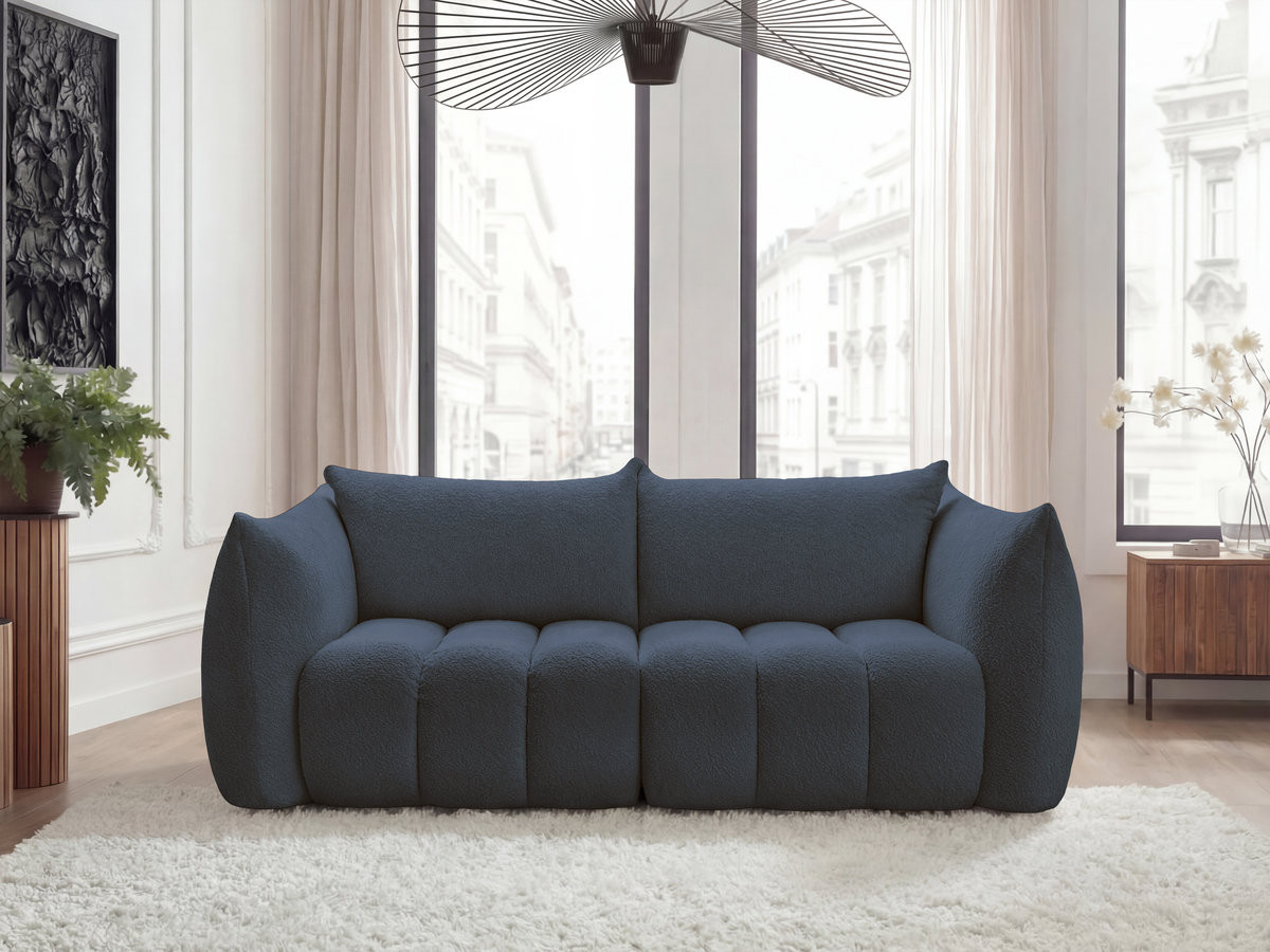Bobochic Azra Sofa 3-Sitzer Bouclé-Stoff Dunkelblau