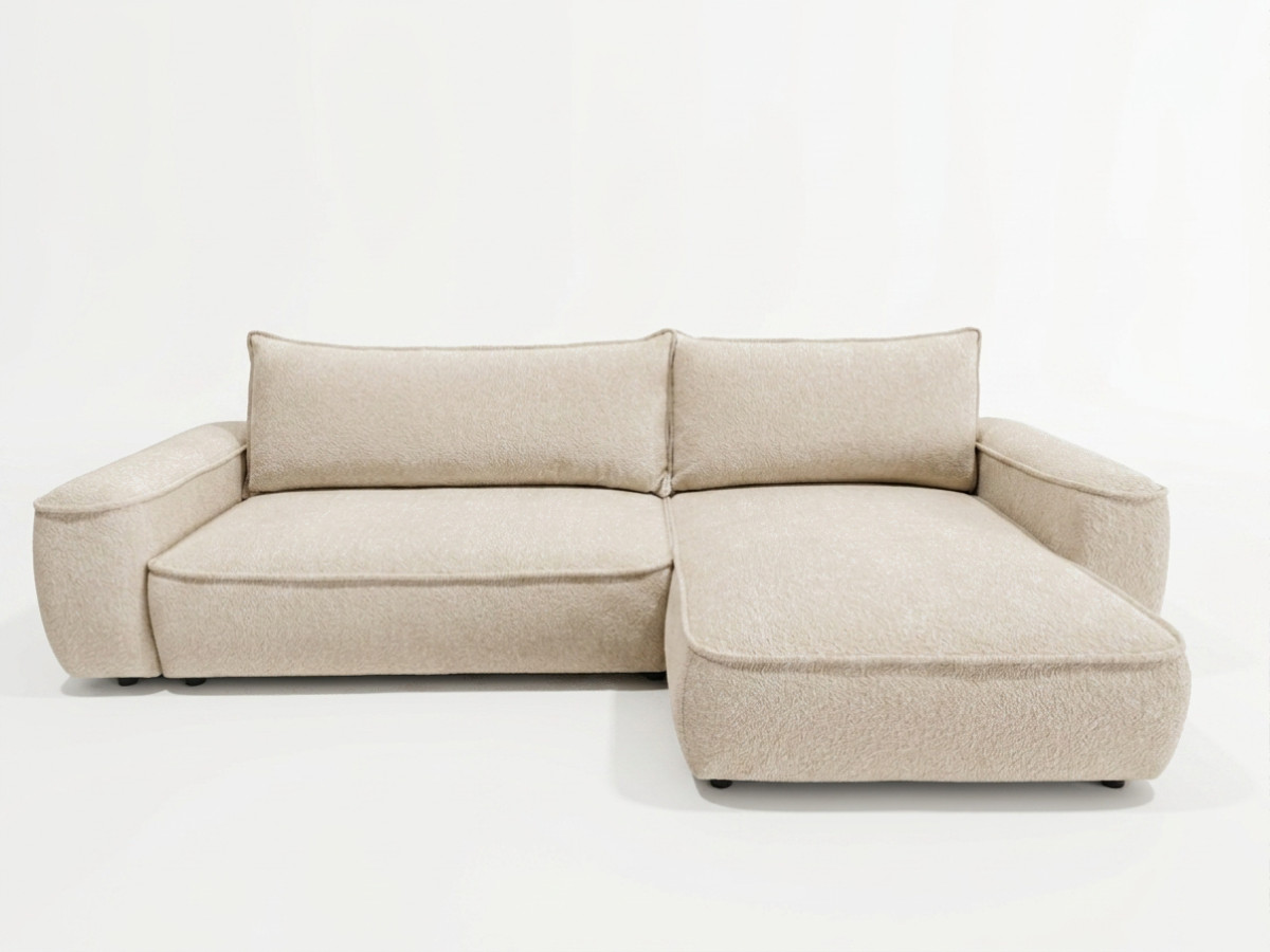 Bobochic Honore Ecksofa mit Schlaffunktion und Bettkasten Chenille Beige