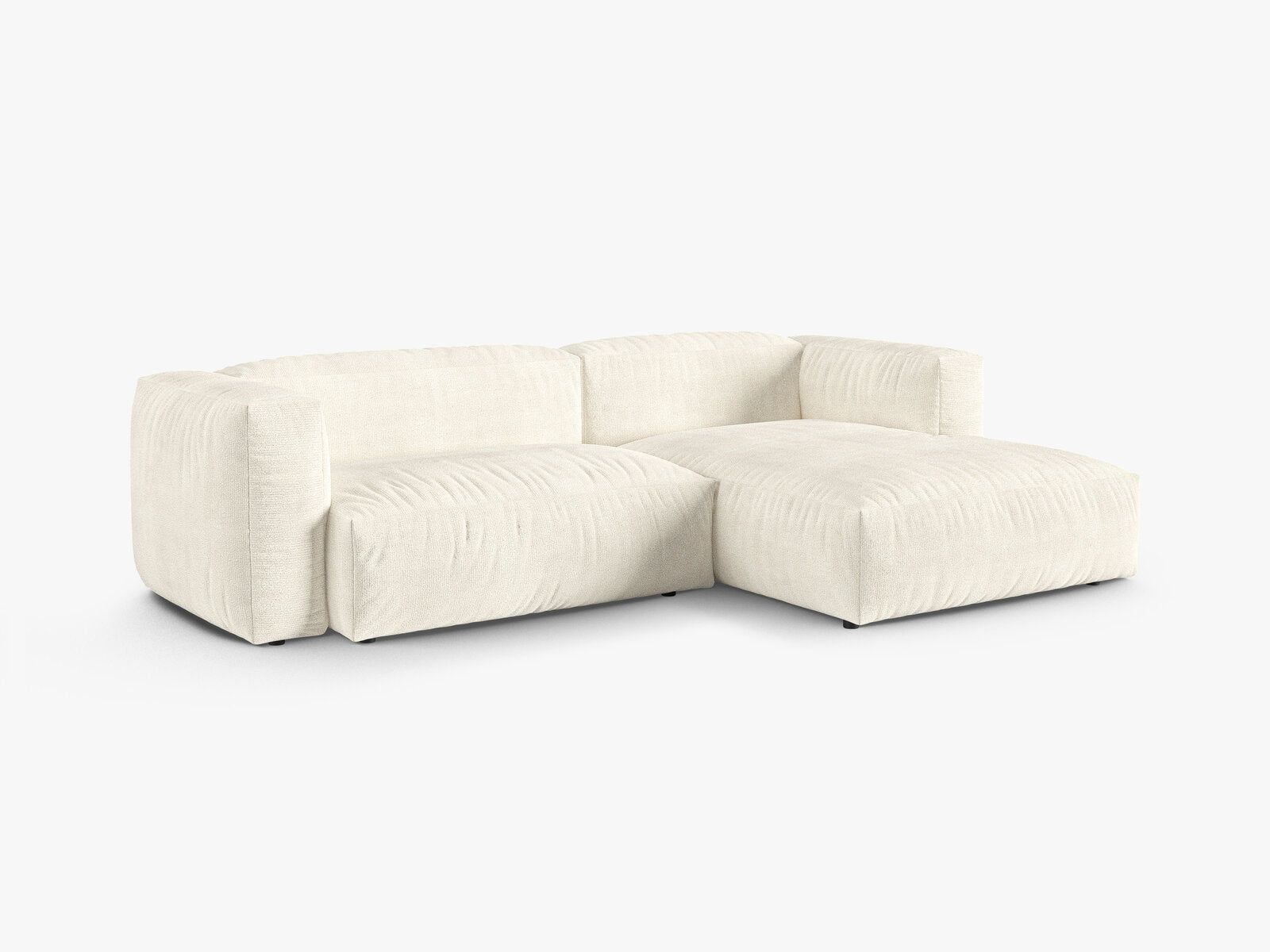 Micadoni Ecksofa Martina 2-Sitzer 90cm Sitztiefe Rechts Boucle Monet Elfenbein