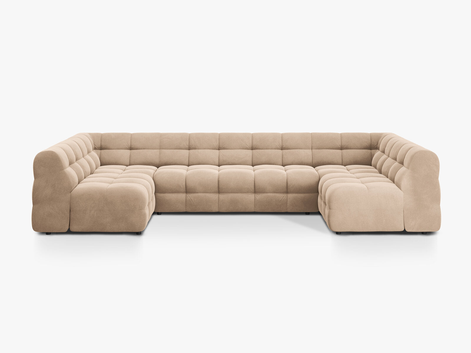Micadoni Panorama-Sofa Kendal 7-Sitzer Samt Mandel Beige