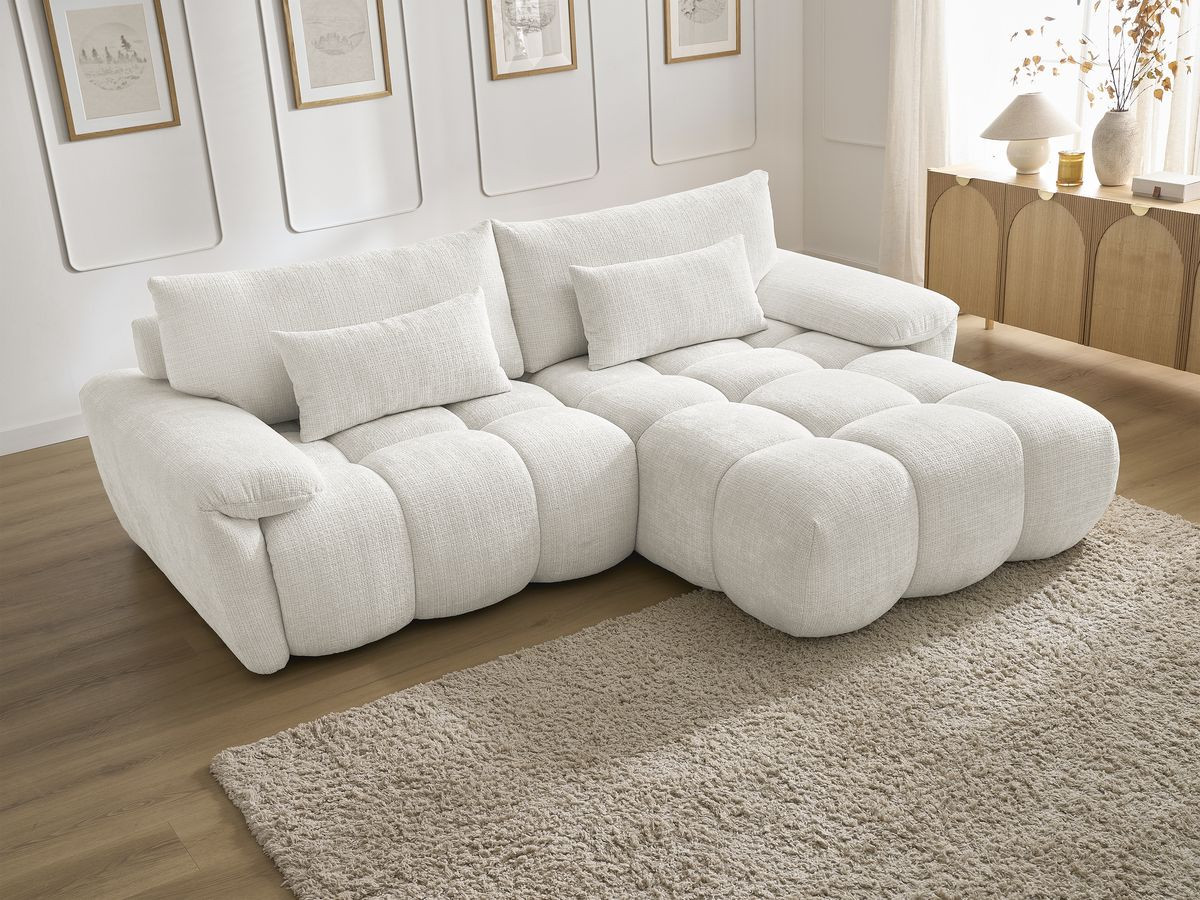 Bobochic Ivane Ecksofa Strukturstoff Weiß Ecke rechts