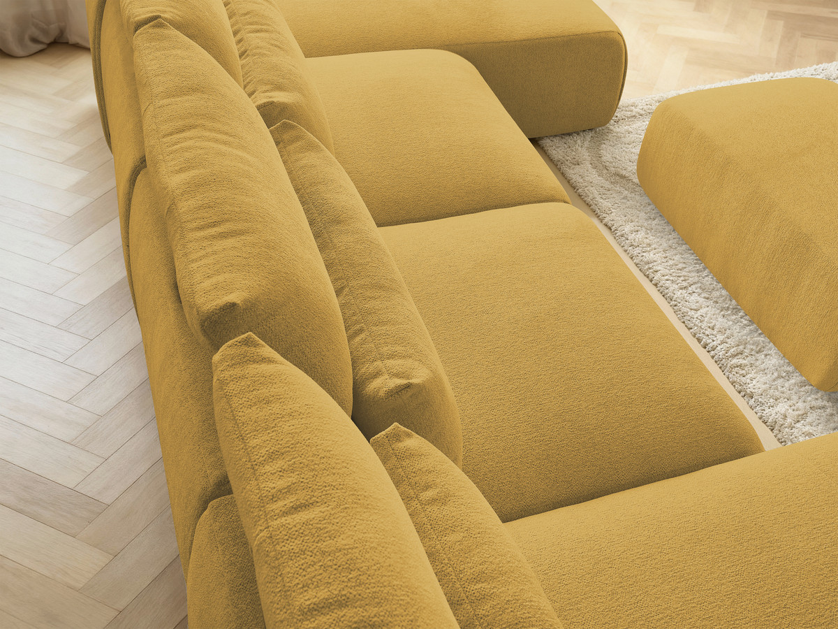 Bobochic Jana Wohnlandschaft mit kleinem Pouf Melange-Stoff Gelb