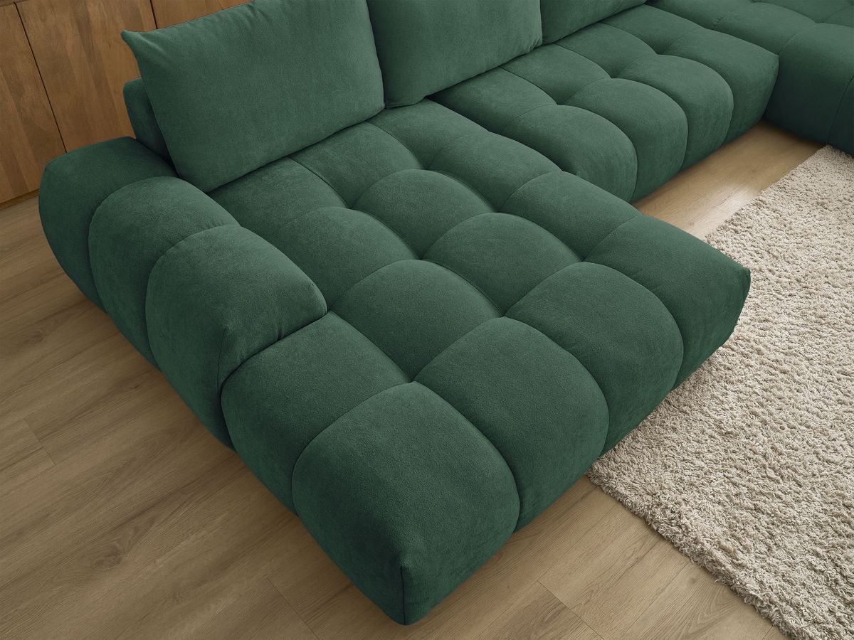 Bobochic Everest Wohnlandschaft, 6 Kissen Strukturstoff Grün Ecke links