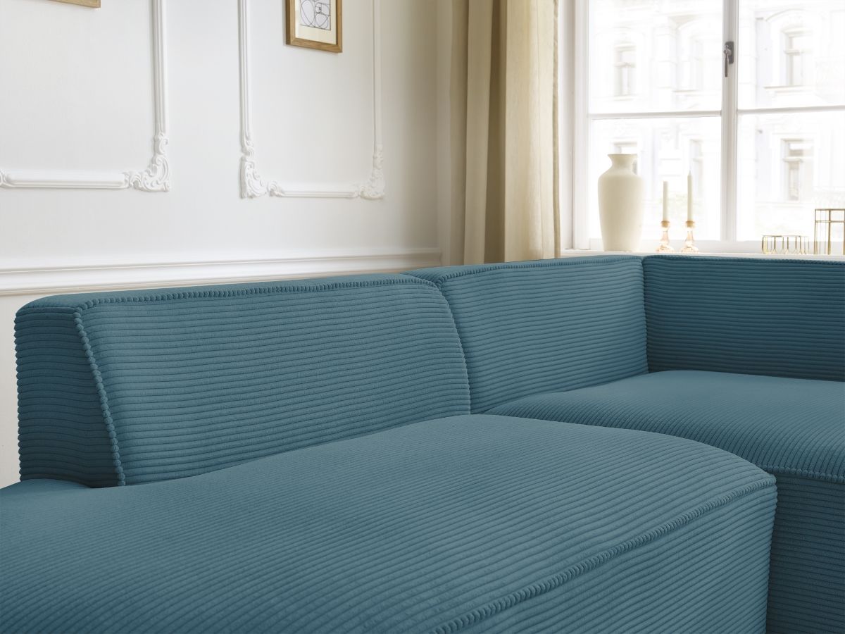 Bobochic Rousseau Ecksofa Cordsamt Dunkelblau Ecke rechts