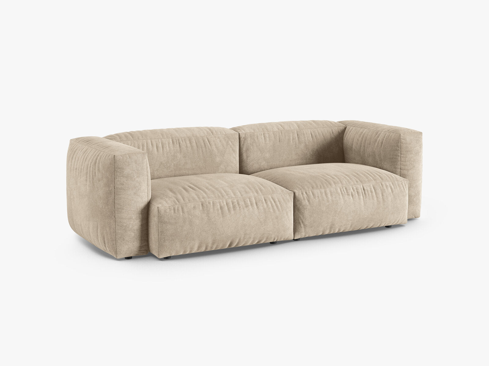 Micadoni Sofa Martina 3-Sitzer 90cm Sitztiefe Samt Vogue Helles Beige