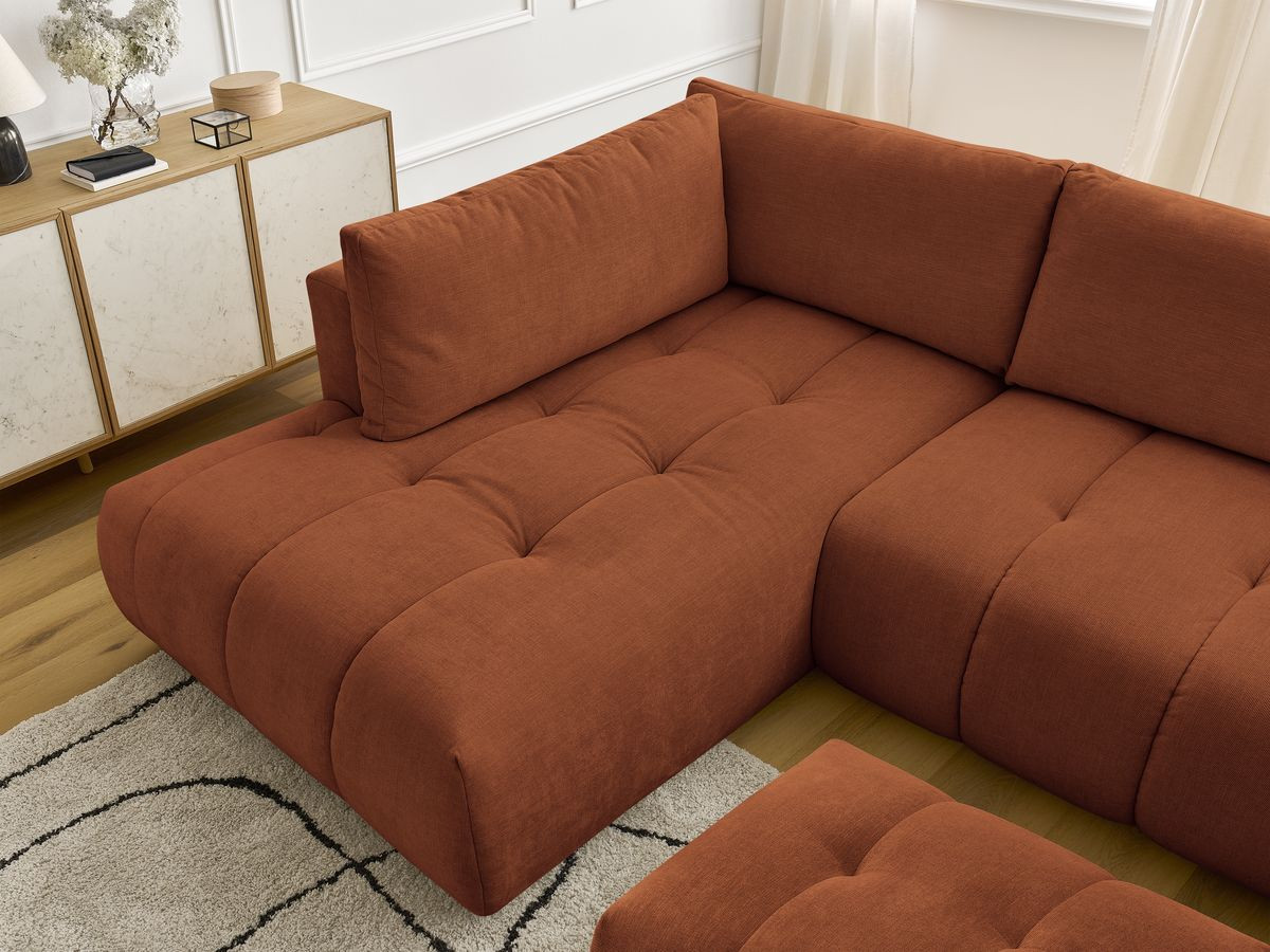 Bobochic Fuji Wohnlandschaft mit Pouf Stoff Orange Ecke rechts