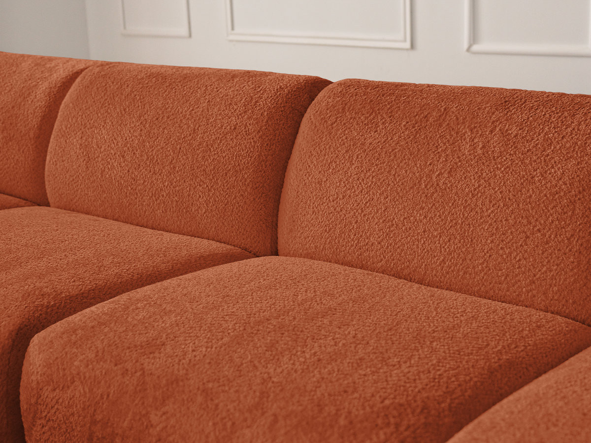 Bobochic Anda Ecksofa mit Pouf 292 × 163 cm Chenille Orange Ecke links