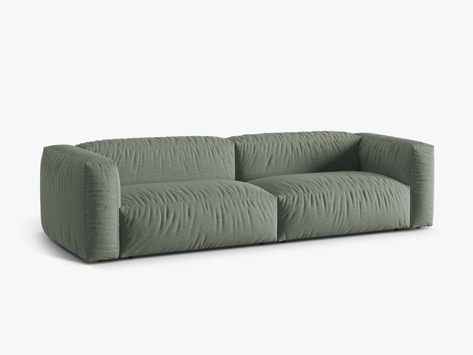 Micadoni Sofa Martina 4-Sitzer Strukturierter Stoff Boston Moßgrün