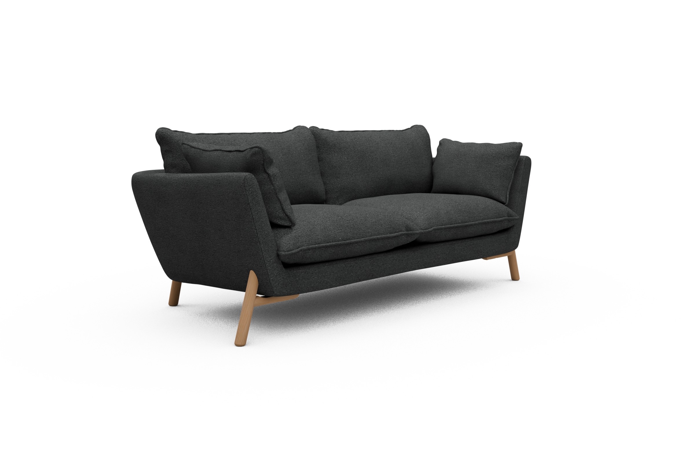 Sofa Emil PREMIUM 2-Sitzer Beinfarbe Eiche Natur Boucle-Charcoal