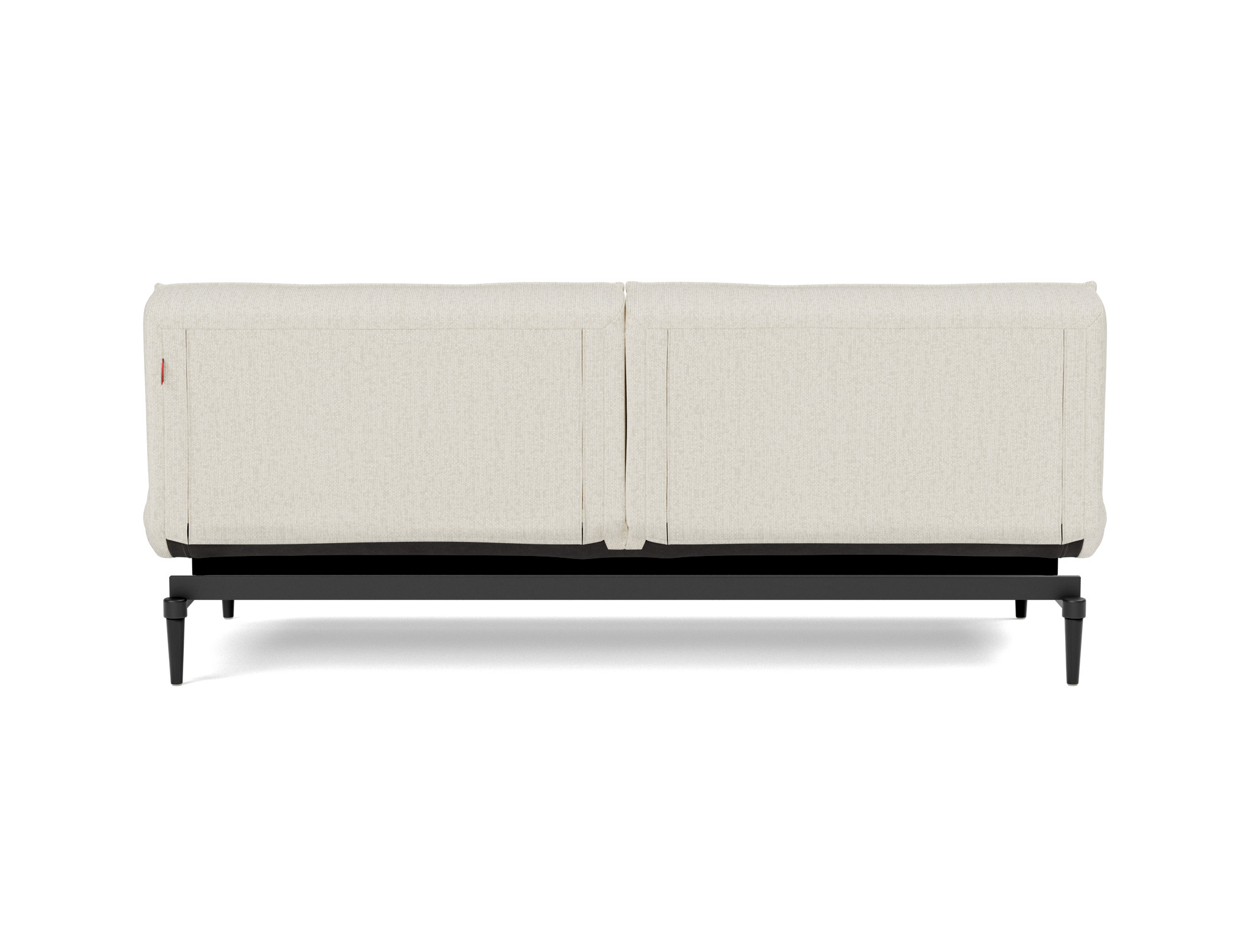 Schlafsofa Splitback Boucle Skandi 531-Off-White Beine Styletto Eiche schwarz