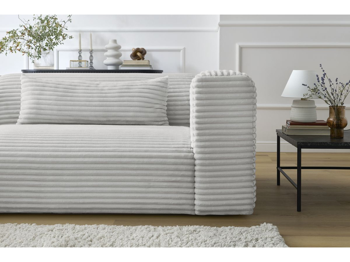 Bobochic Harry Ecksofa Breitcord weich Hellgrau Ecke links