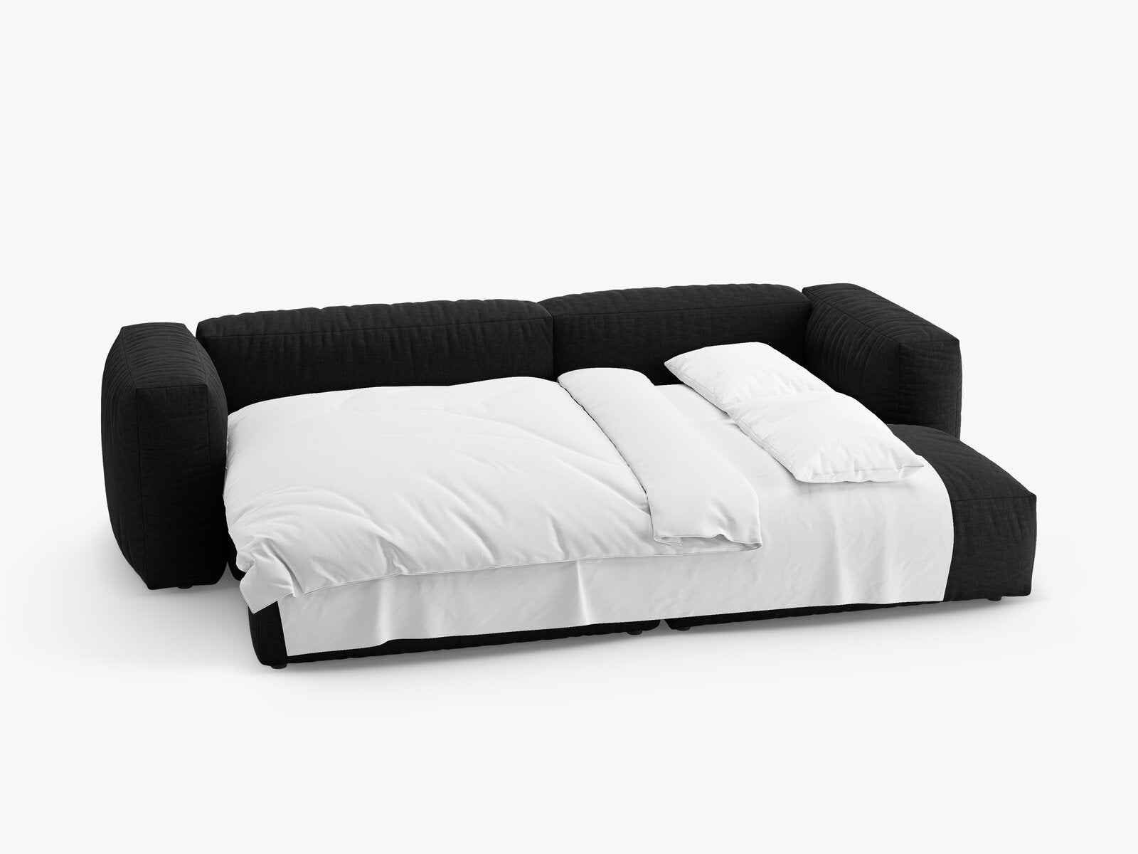 Micadoni Martina Ecksofa 4-Sitzer mit Schlaffunktion Rechts Strukturierter Stoff Boston Schwarz