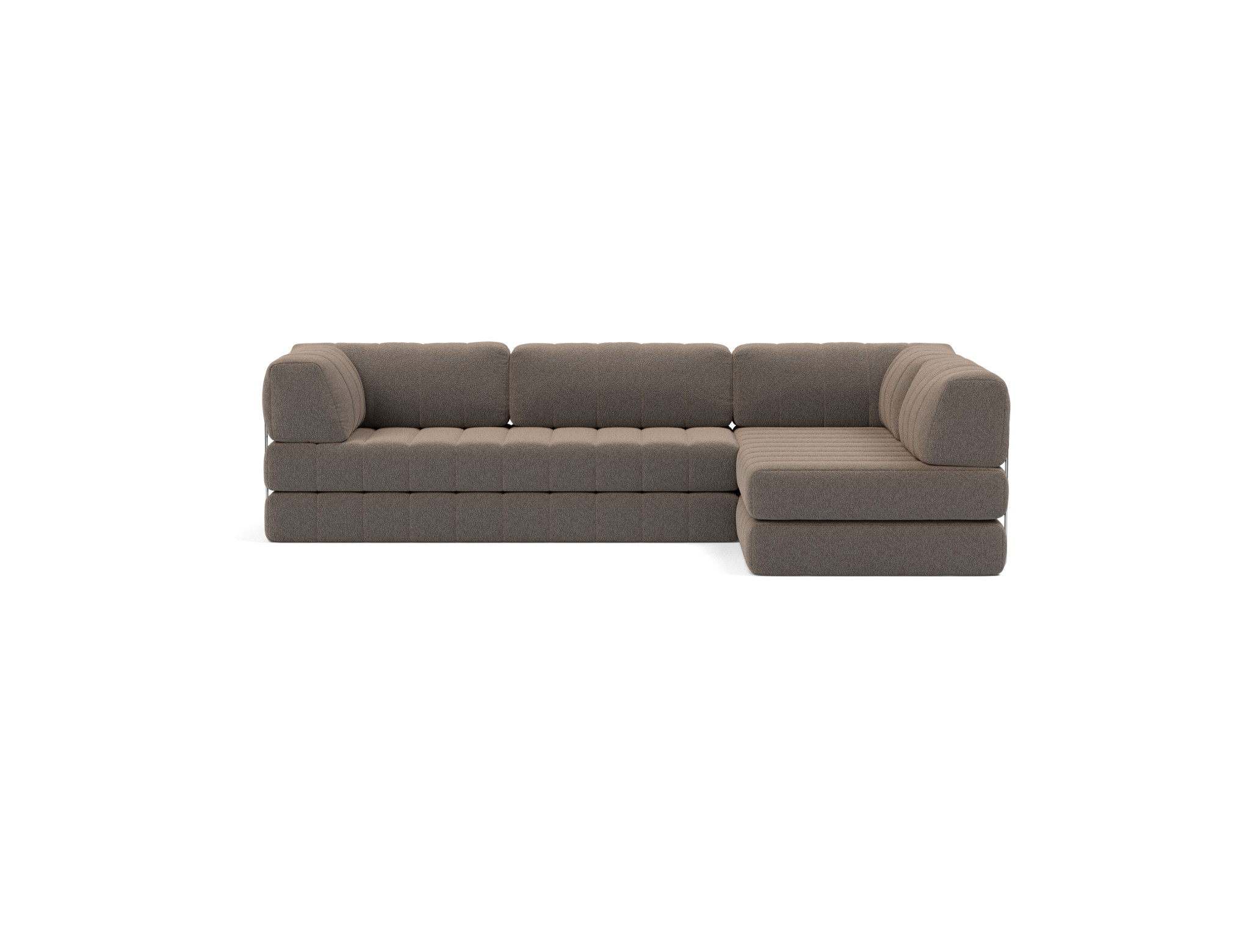 Eck-Schlafsofa CozyPad L-Form mit Armlehne Boucle Skandi 530-Taupe