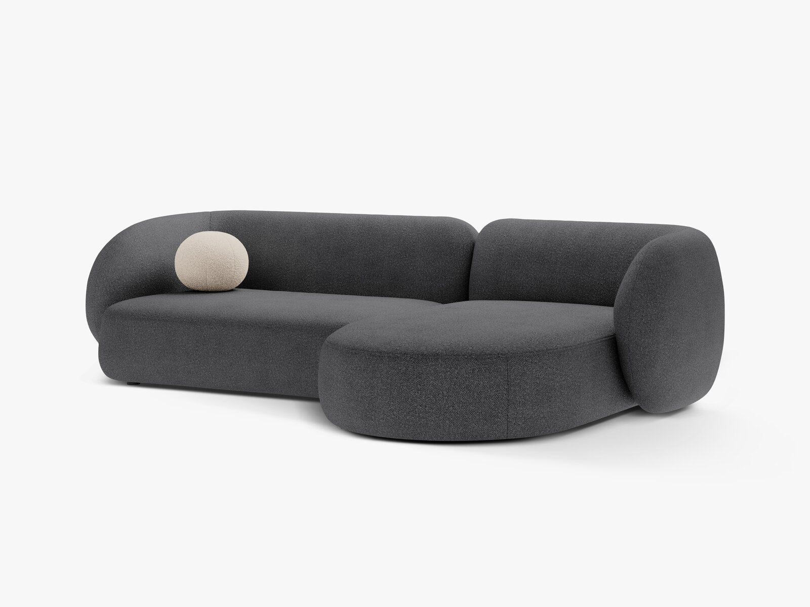 Micadoni Ecksofa Kate 3-Sitzer Rechts Boucle Dunkelgrau