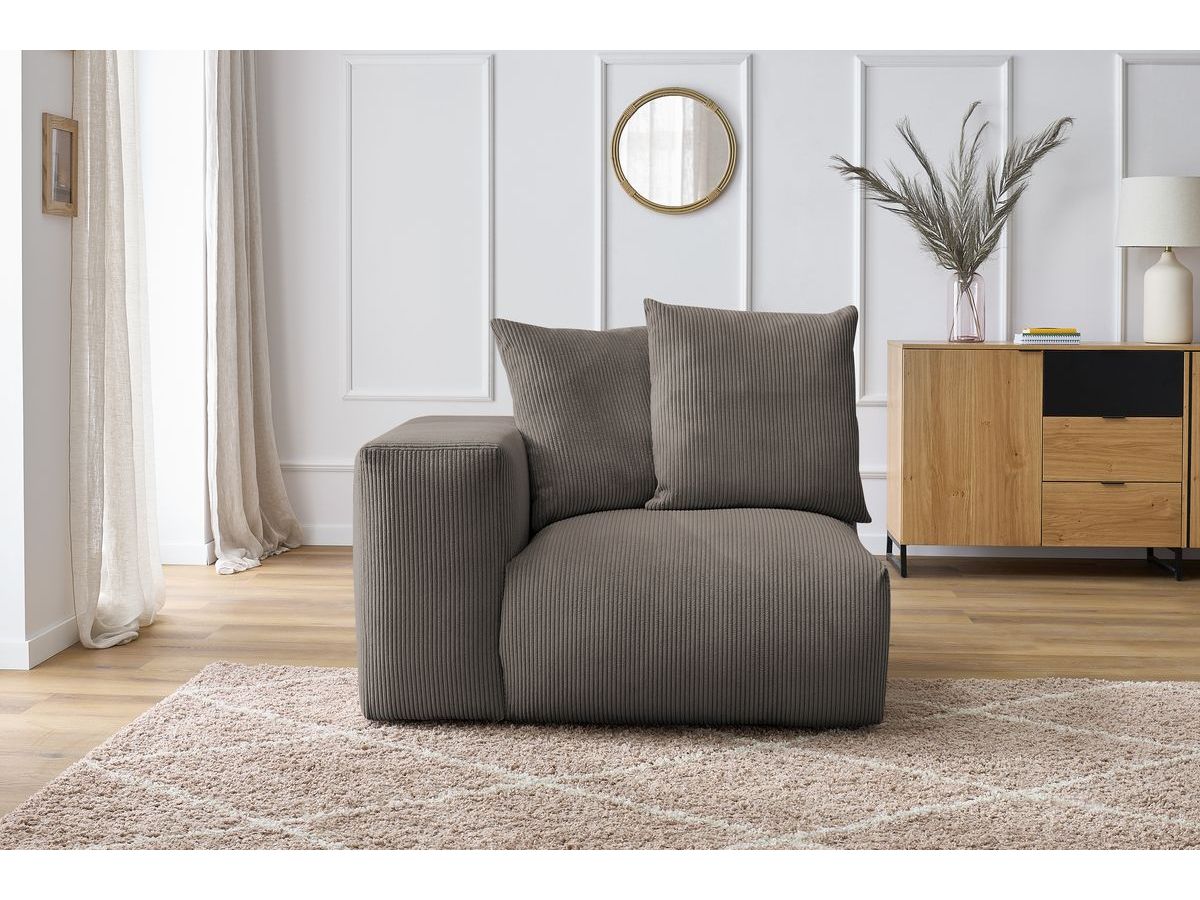 Bobochic Voltaire Sofamodul 1-Sitzer 130 × 100 cm Cordsamt Taupe Ecke links