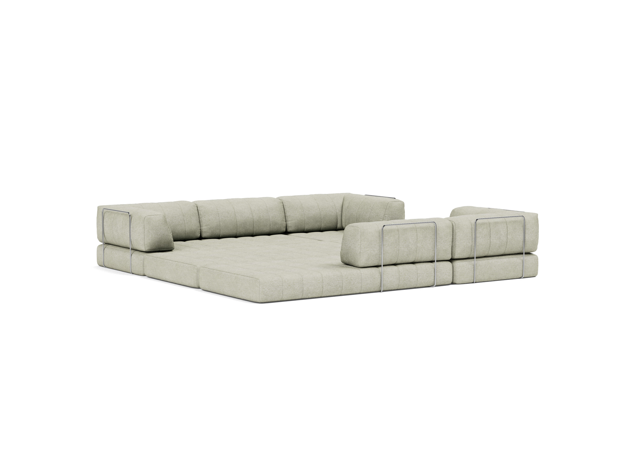 Eck-Schlafsofa CozyPad mit Armlehnen Flachgewebe Avella 280-Sand