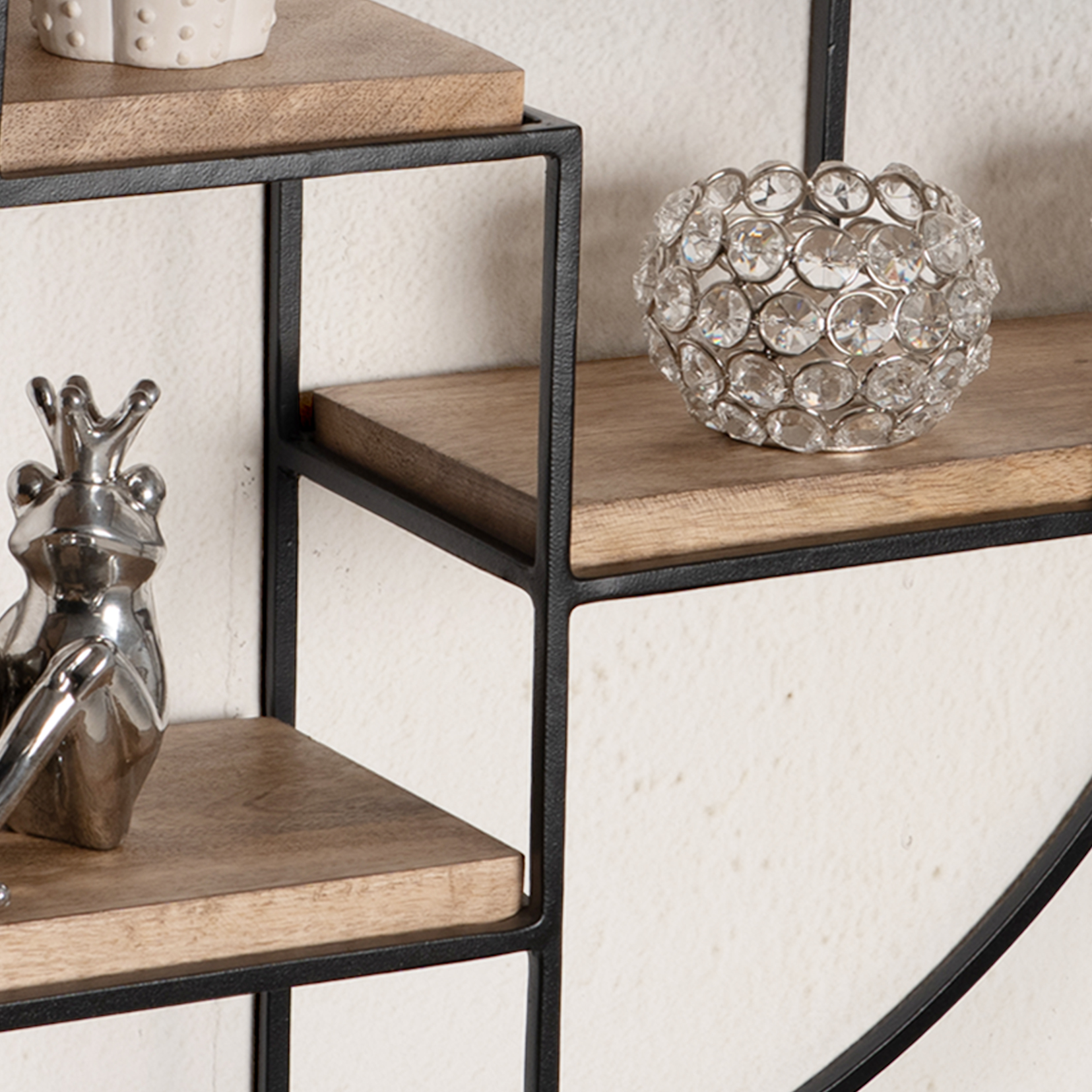 Wandregal Beisfjord Mango Massivholz Schwarz 70 × 18 × 70 cm