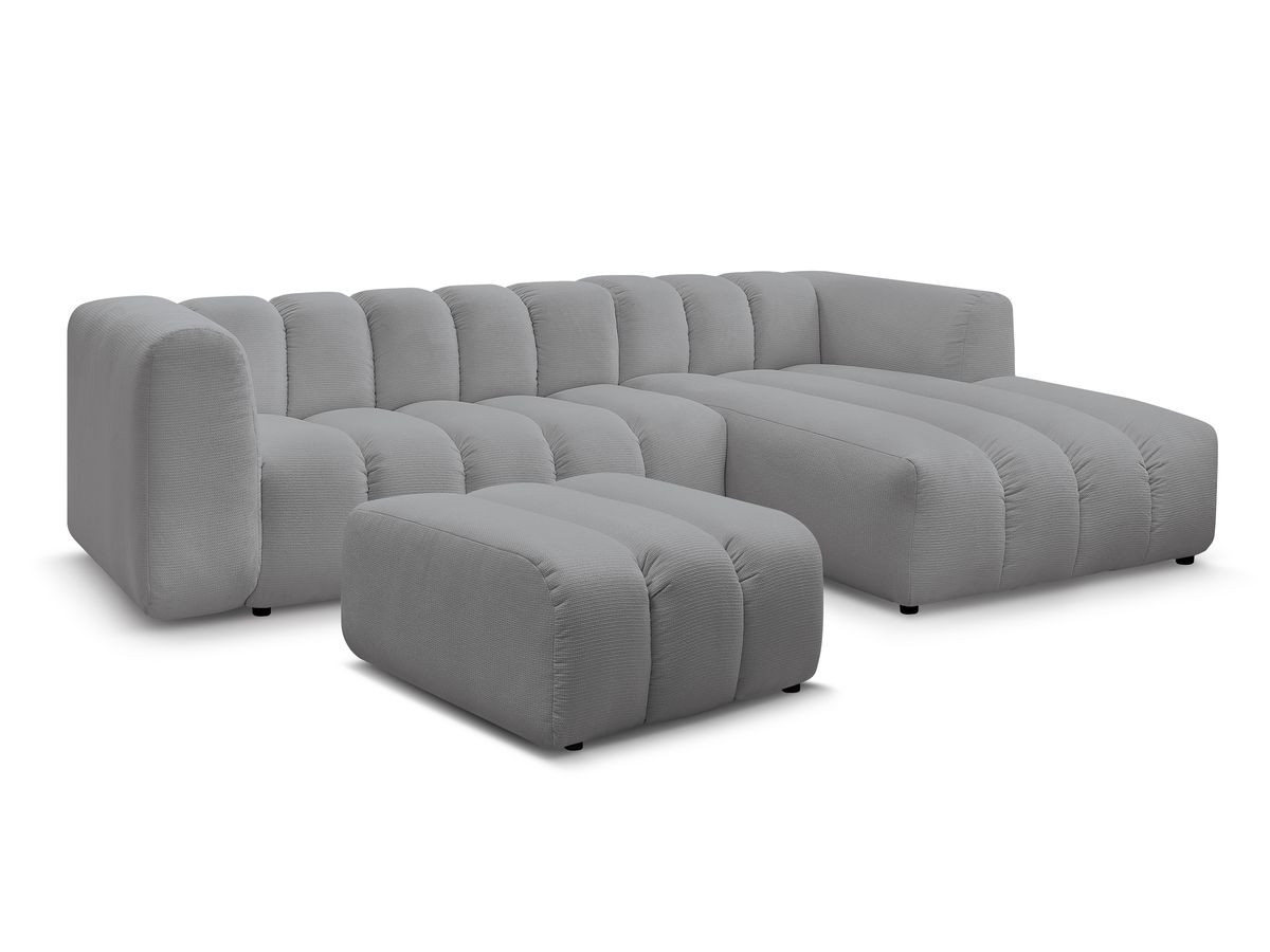Bobochic Talia Ecksofa mit Pouf Melange-Stoff Hellgrau Ecke rechts
