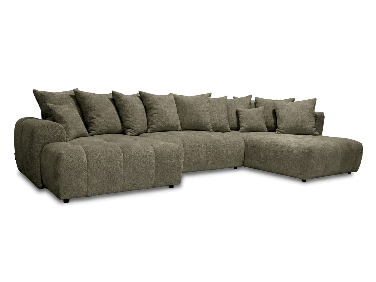 Bobochic Roxelane Wohnlandschaft Bouclé-Stoff Grün Ecke rechts