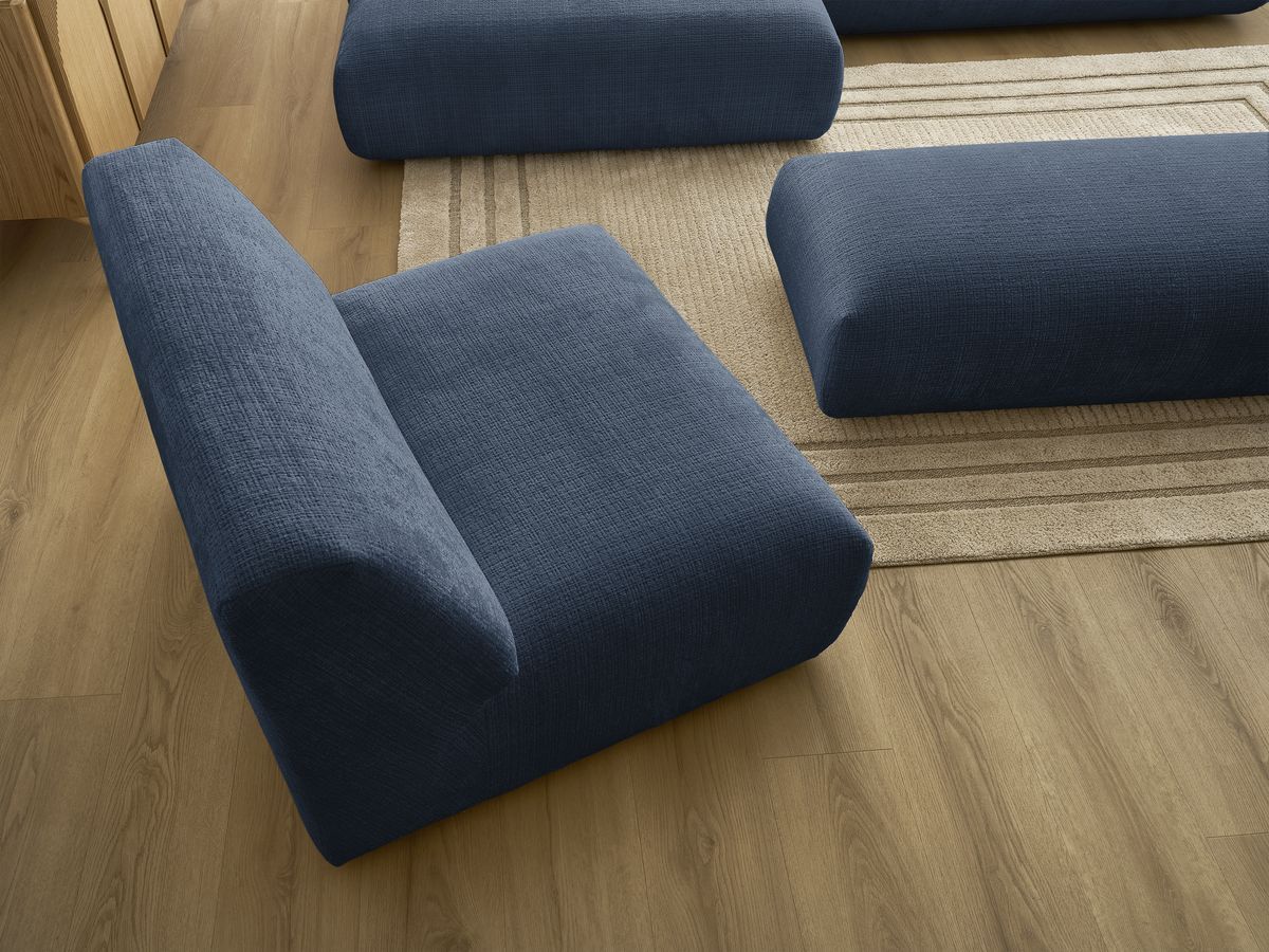 Bobochic Sirius Ecksofa mit Pouf 405 × 170 cm Strukturstoff Dunkelblau Ecke links