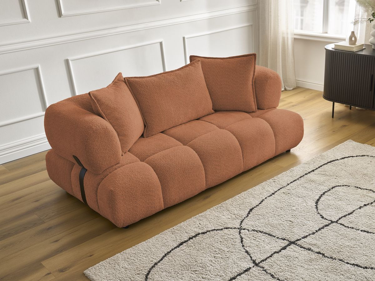 Bobochic Alya Sofa 2-Sitzer Bouclé-Stoff Orange