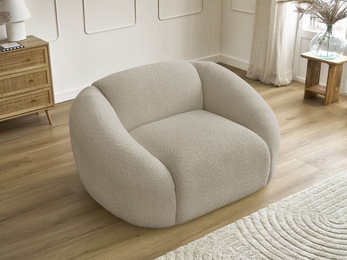 Bobochic Tina Sessel Bouclé-Stoff Beige