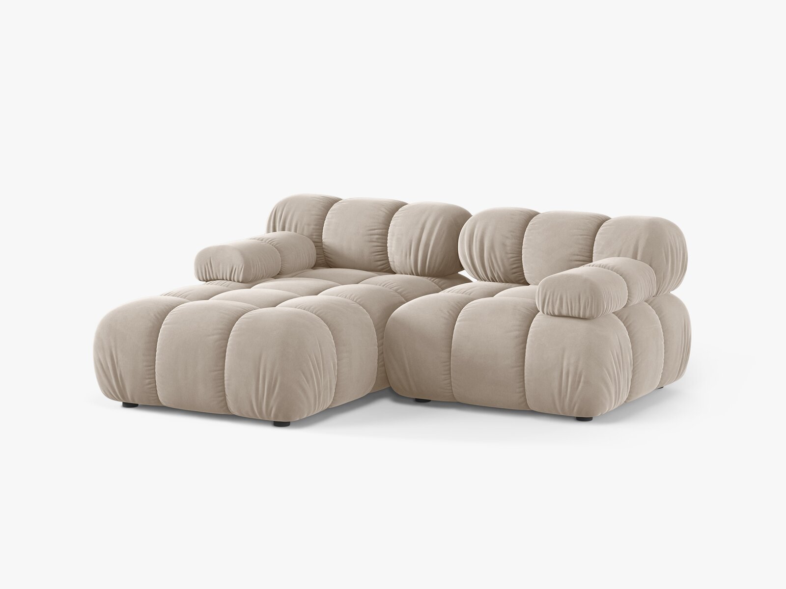 Micadoni Modulares Ecksofa Bellis 3-Sitzer Links Samt Bluvel Dunkelbeige