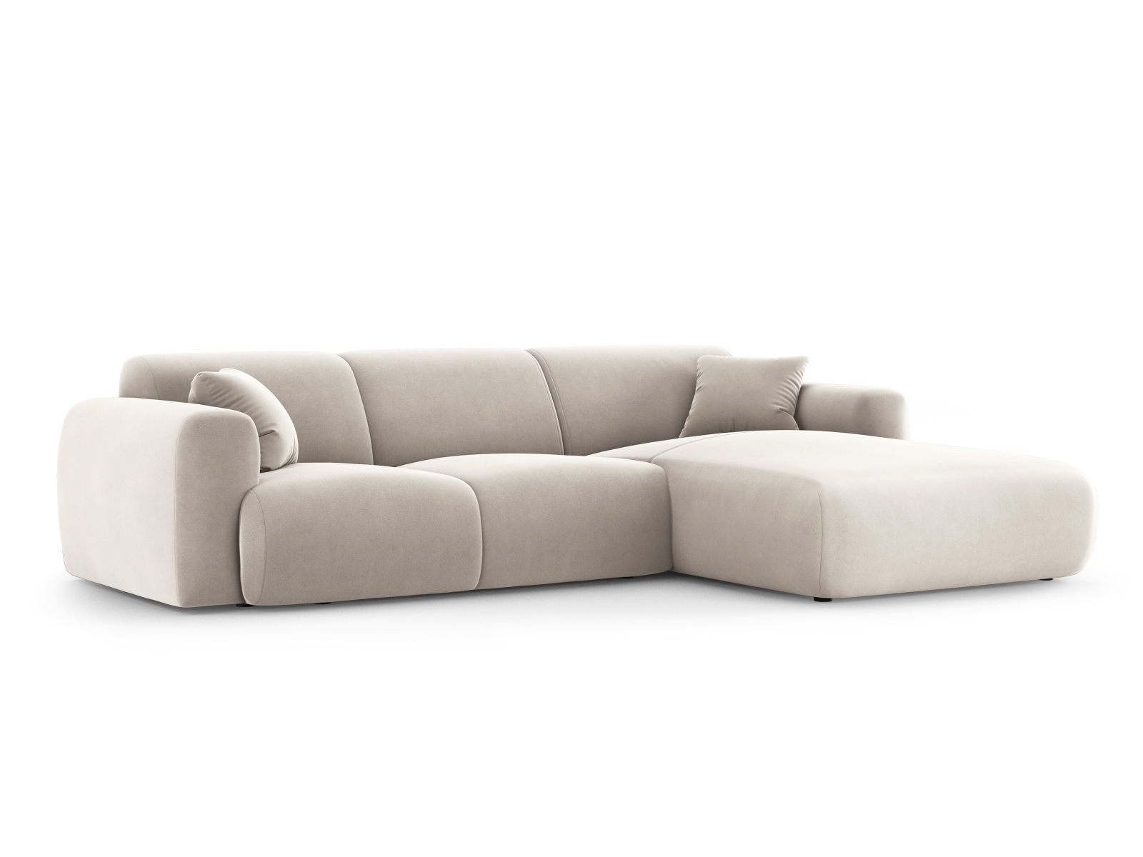 Cosmopolitan Design Ecksofa Nolio 4-Sitzer Samt Casino Helles Beige Rechts
