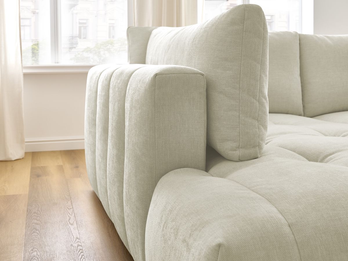 Bobochic Fuji Ecksofa mit Schlaffunktion und Bettkasten 282 × 204 cm Stoff Beige Ecke links