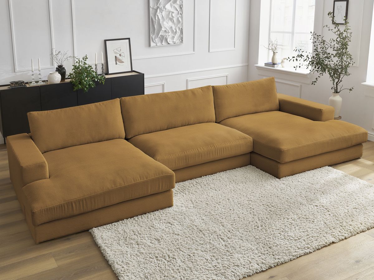Bobochic Leonard Wohnlandschaft 404 × 159 cm Cordsamt Gelb