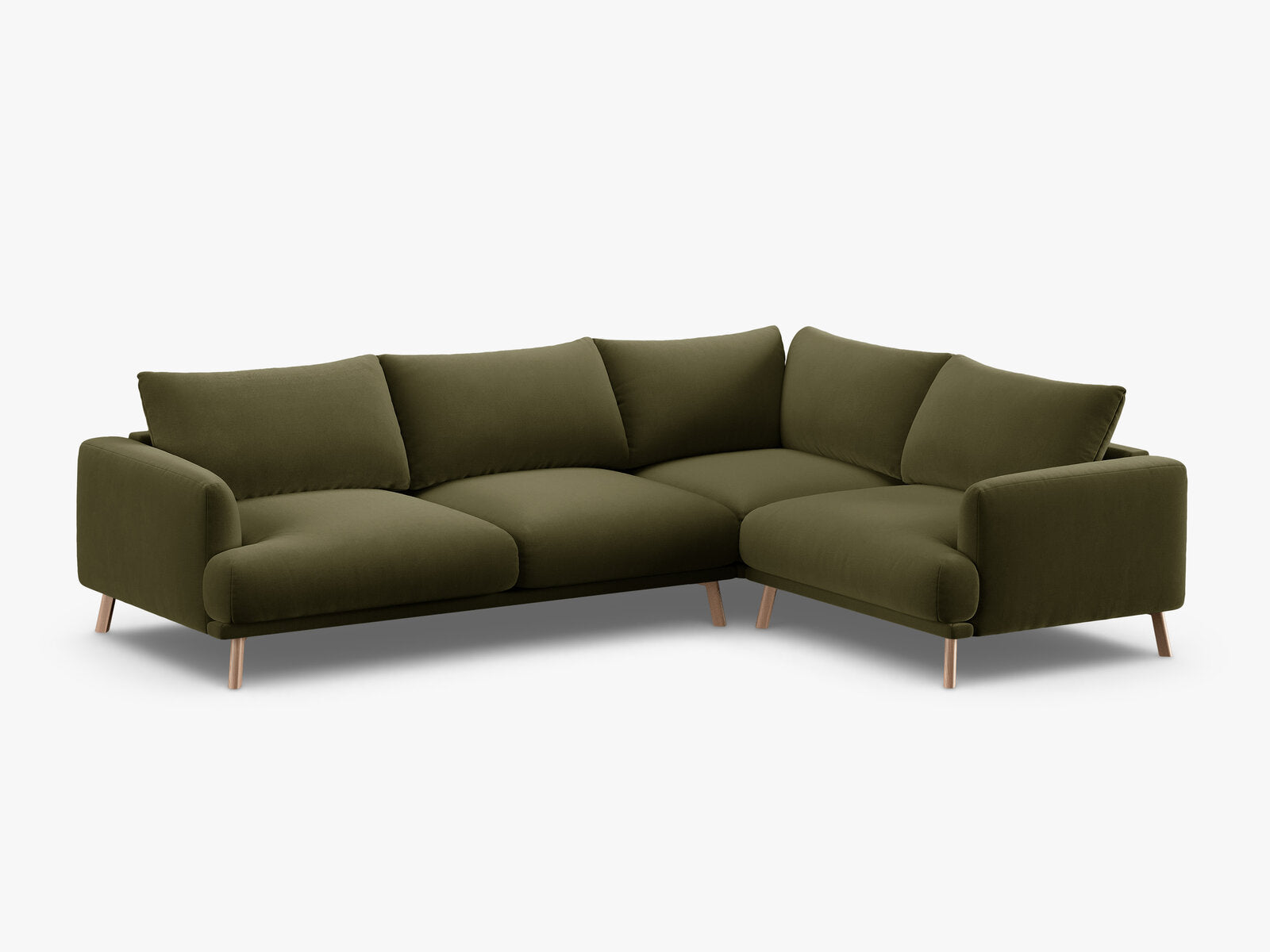 Micadoni Ecksofa Naomi 4-Sitzer große Version Rechts Samt Salvador Grün