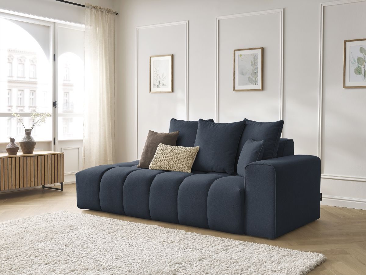 Bobochic Mont-blanc Sofa 4-Sitzer Melange-Stoff Dunkelblau Armlehne rechts